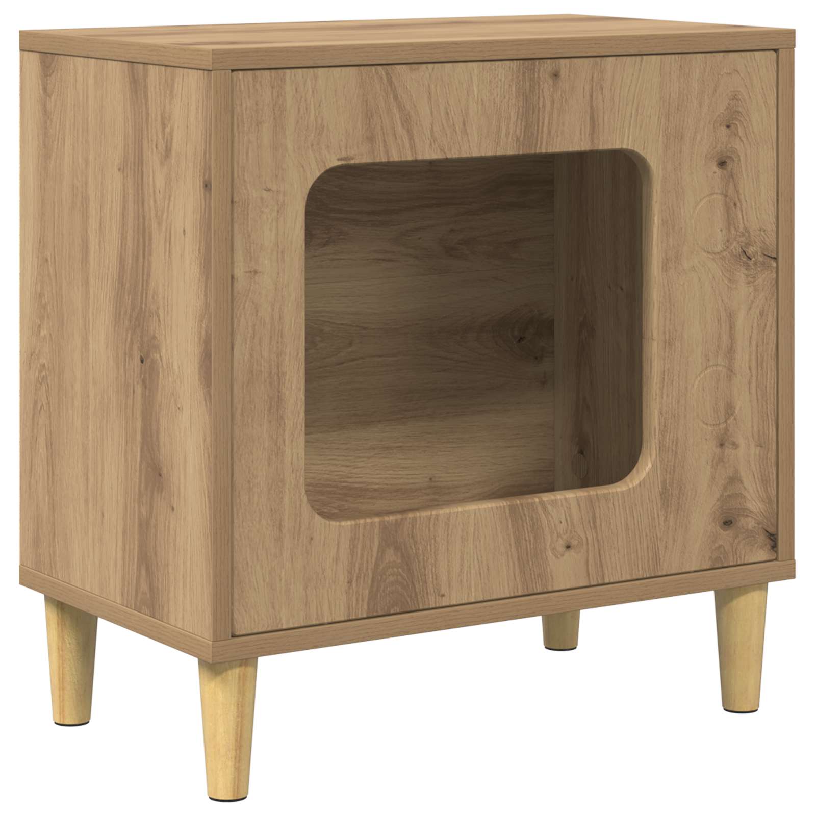 Kattenhuis Ambachtelijk eiken 51 x 30 x 52 cm Bewerkt hout is nu te koop bij PeponiXL, paradijselijk wonen!