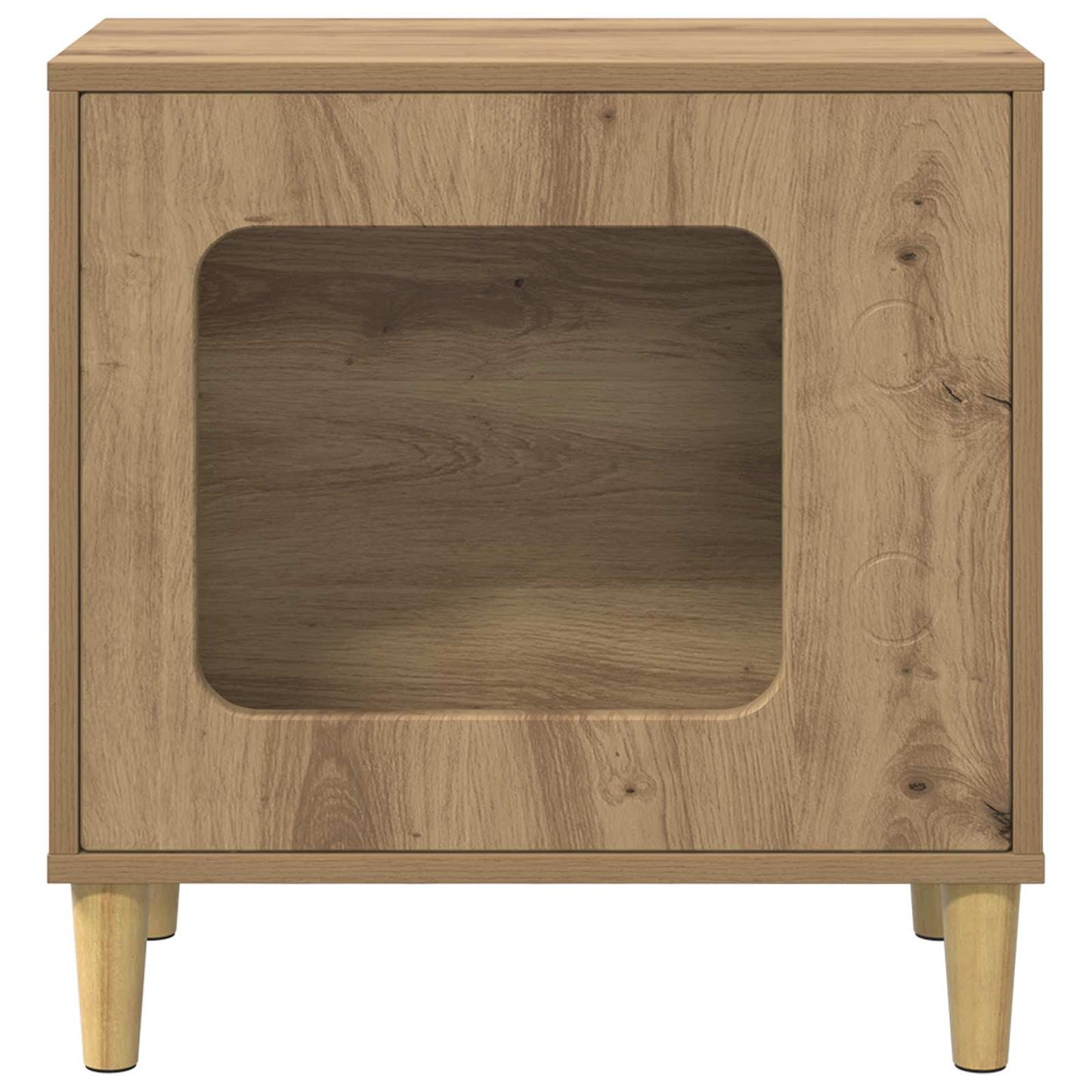Kattenhuis Ambachtelijk eiken 51 x 30 x 52 cm Bewerkt hout is nu te koop bij PeponiXL, paradijselijk wonen!