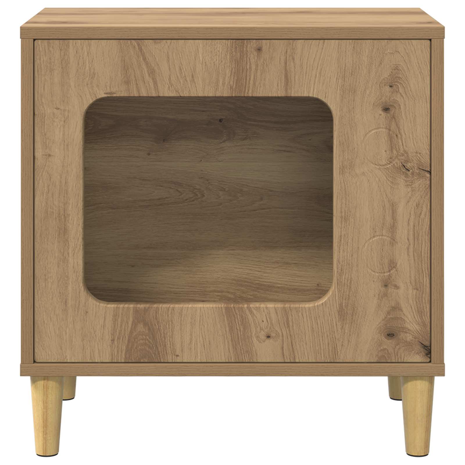 Kattenhuis Ambachtelijk eiken 51 x 30 x 52 cm Bewerkt hout is nu te koop bij PeponiXL, paradijselijk wonen!