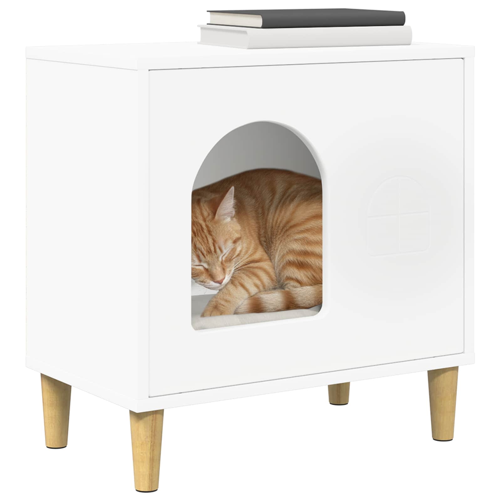 Kattenhuis Wit 51 x 30 x 52 cm Bewerkt hout is nu te koop bij PeponiXL, paradijselijk wonen!
