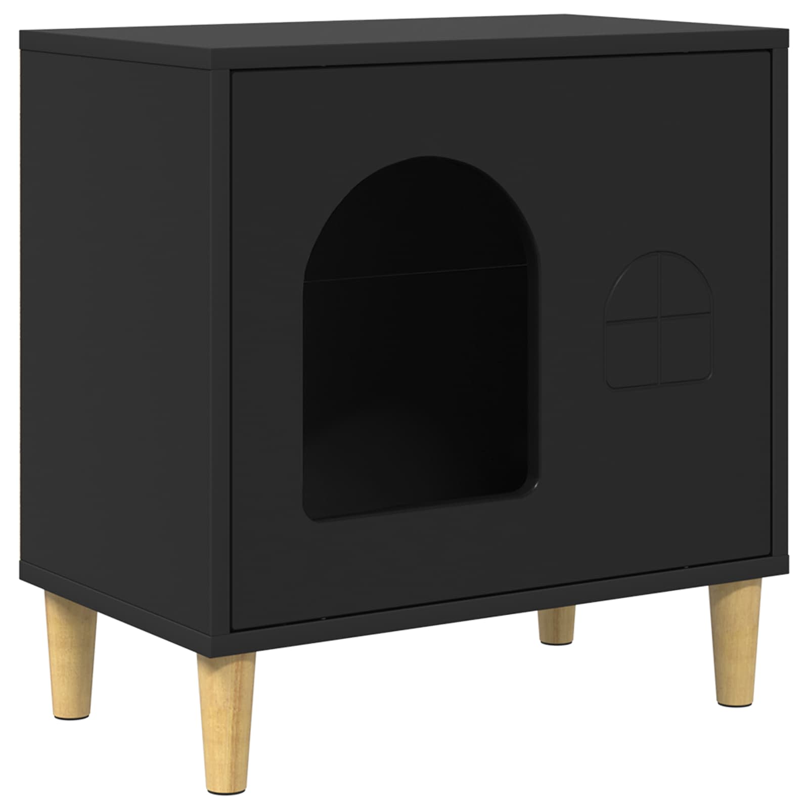 Kattenhuis Zwart 51 x 30 x 52 cm Bewerkt hout is nu te koop bij PeponiXL, paradijselijk wonen!