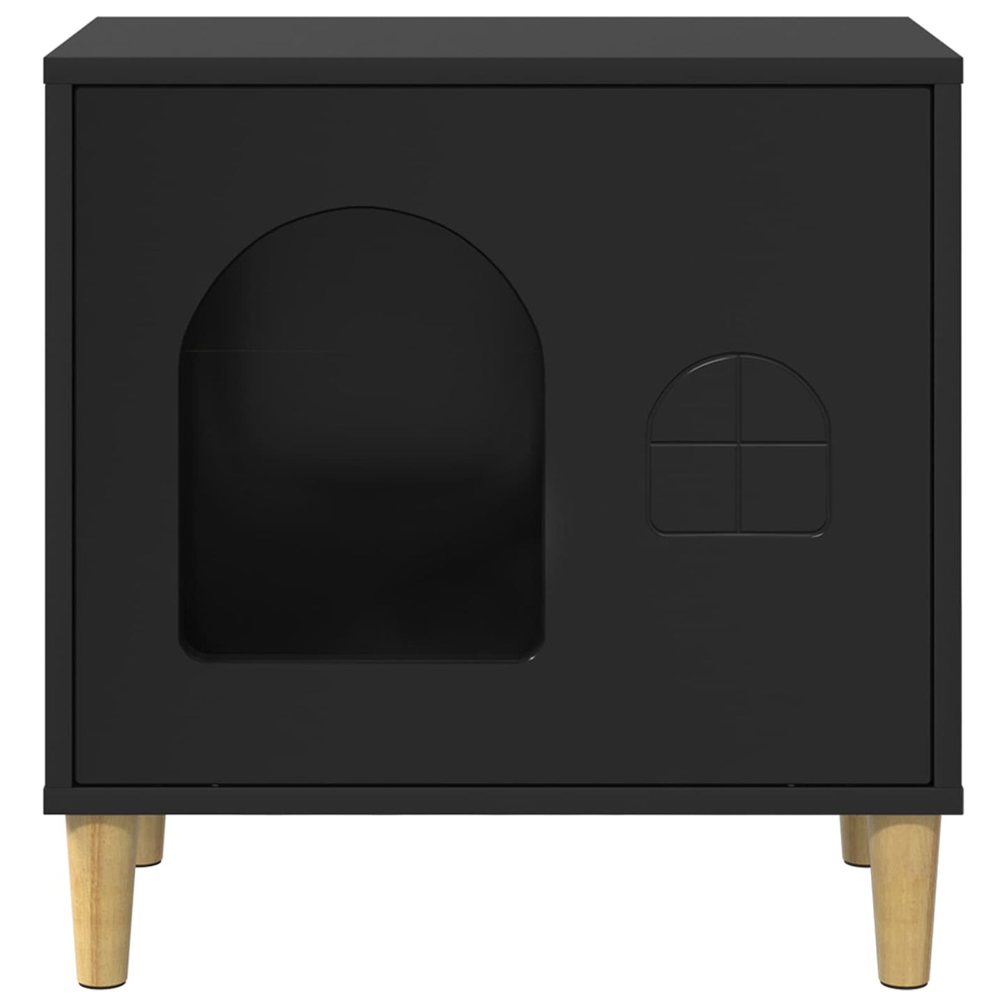 Kattenhuis Zwart 51 x 30 x 52 cm Bewerkt hout is nu te koop bij PeponiXL, paradijselijk wonen!