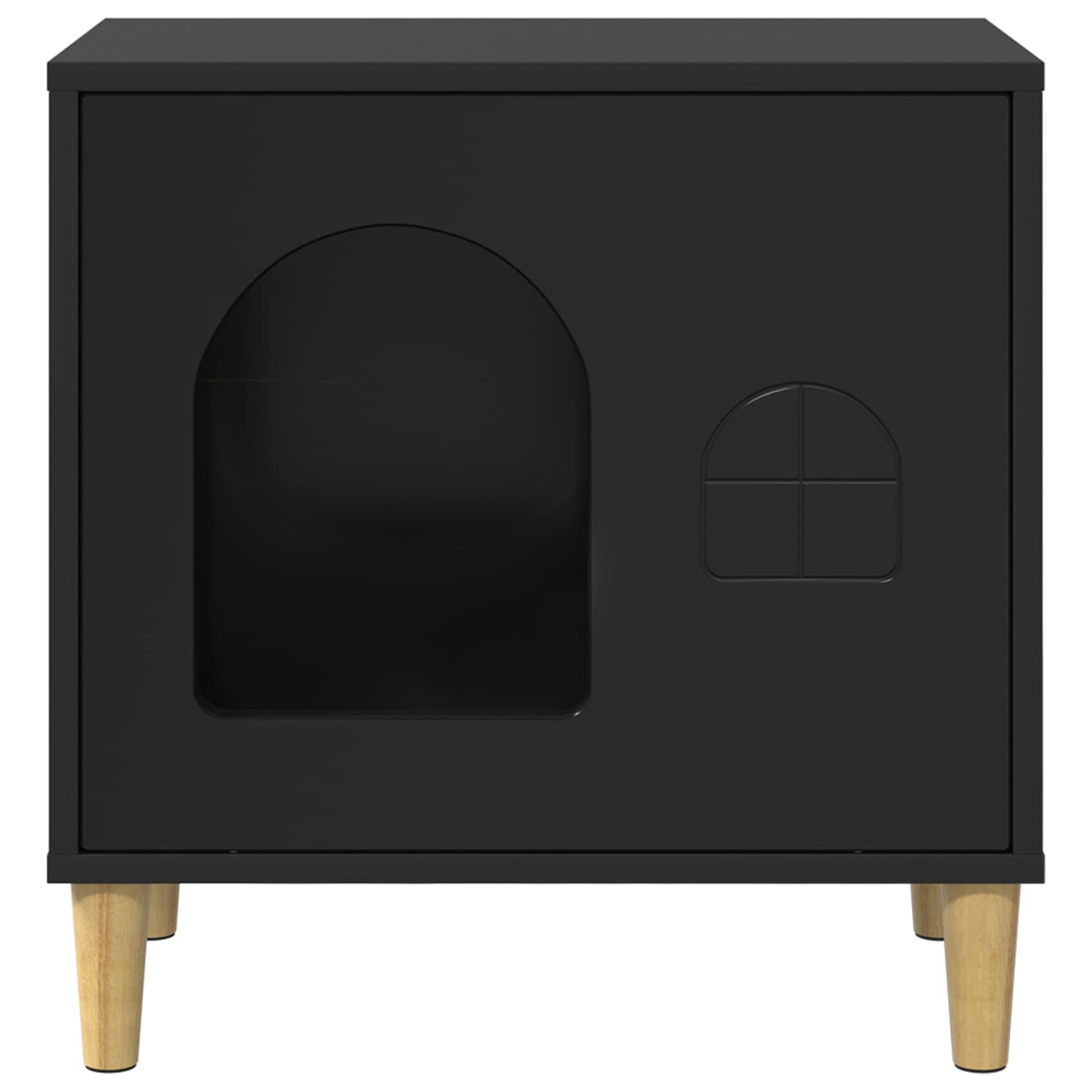 Kattenhuis Zwart 51 x 30 x 52 cm Bewerkt hout is nu te koop bij PeponiXL, paradijselijk wonen!