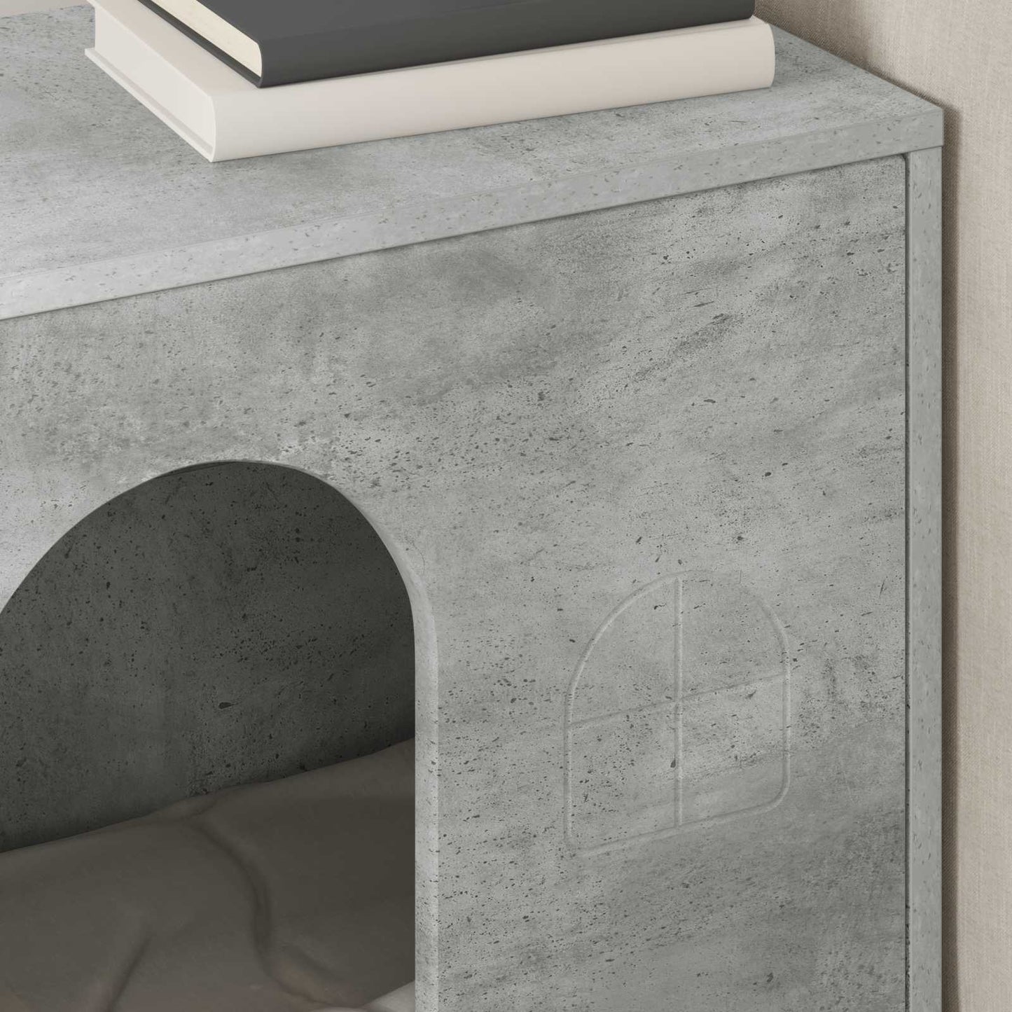 Kattenhuis Beton 51 x 30 x 52 cm Bewerkt hout is nu te koop bij PeponiXL, paradijselijk wonen!