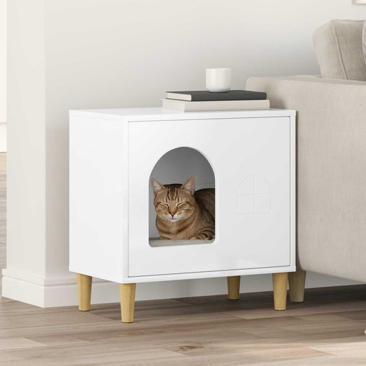 Kattenhuis Glanzend Wit 51 x 30 x 52 cm Bewerkt hout is nu te koop bij PeponiXL, paradijselijk wonen!