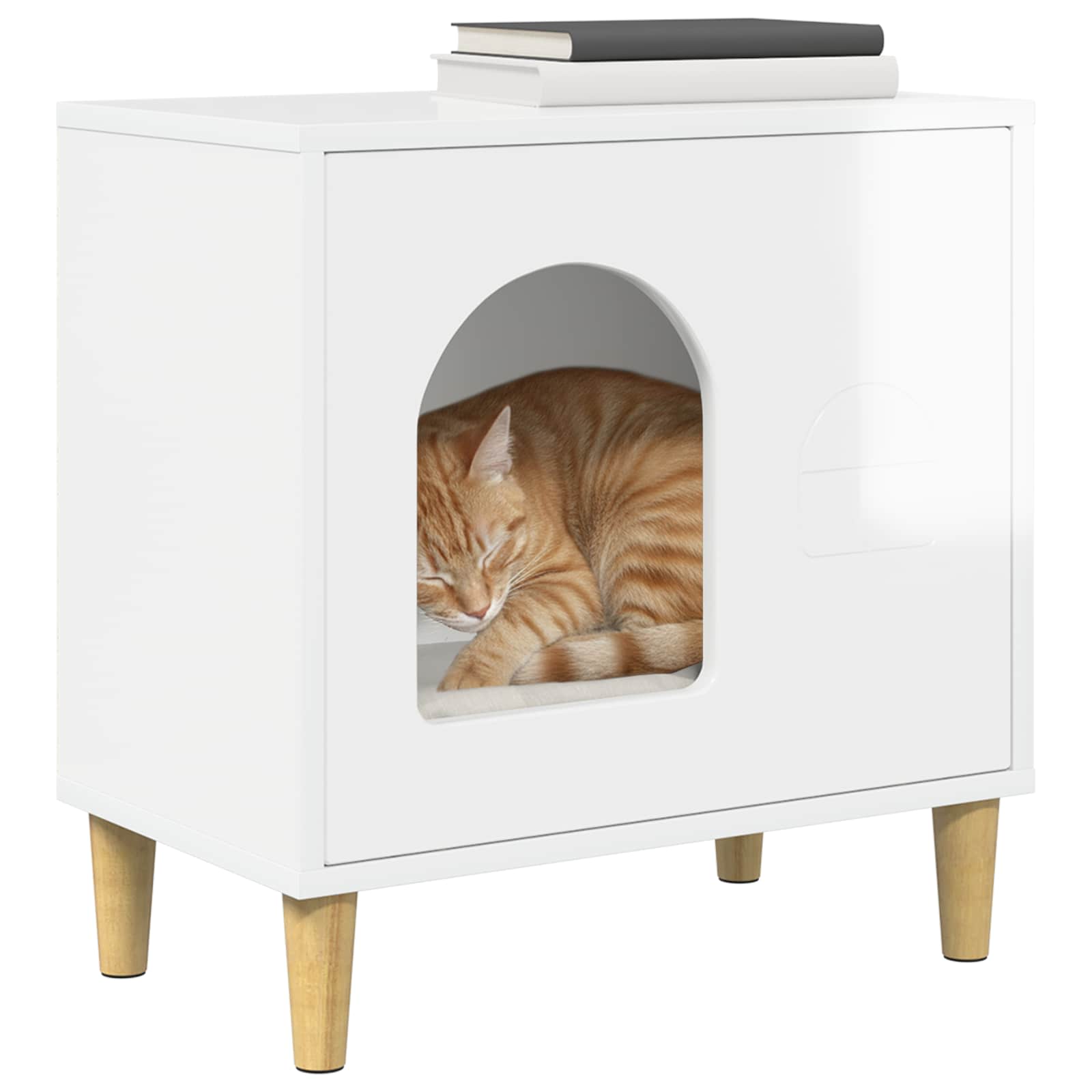 Kattenhuis Glanzend Wit 51 x 30 x 52 cm Bewerkt hout is nu te koop bij PeponiXL, paradijselijk wonen!