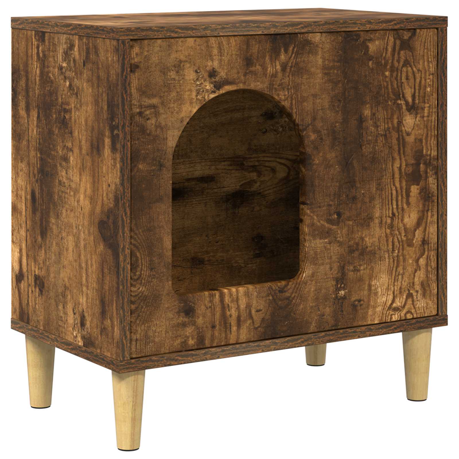 Kattenhuis Gerookt eiken 51 x 30 x 52 cm Bewerkt hout is nu te koop bij PeponiXL, paradijselijk wonen!