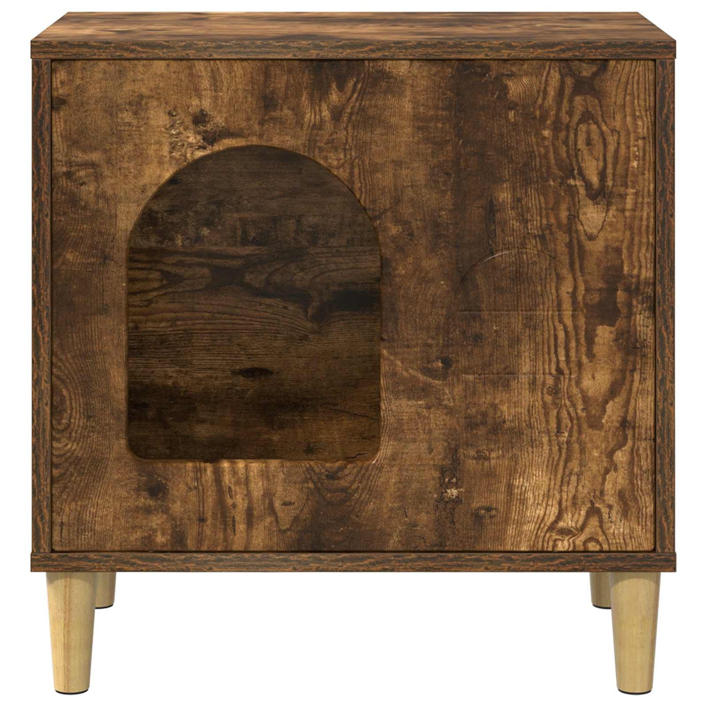 Kattenhuis Gerookt eiken 51 x 30 x 52 cm Bewerkt hout is nu te koop bij PeponiXL, paradijselijk wonen!
