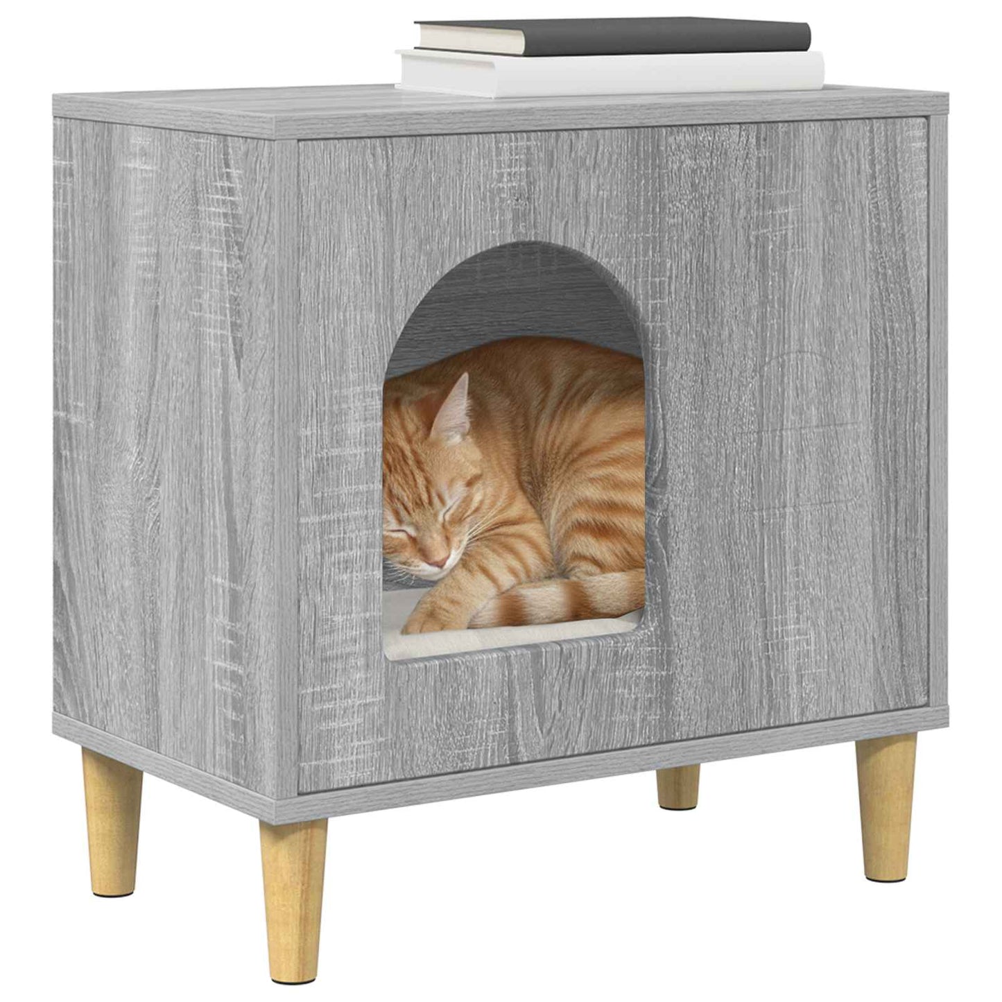 Kattenhuis Grijs Sonoma 51 x 30 x 52 cm Bewerkt hout is nu te koop bij PeponiXL, paradijselijk wonen!