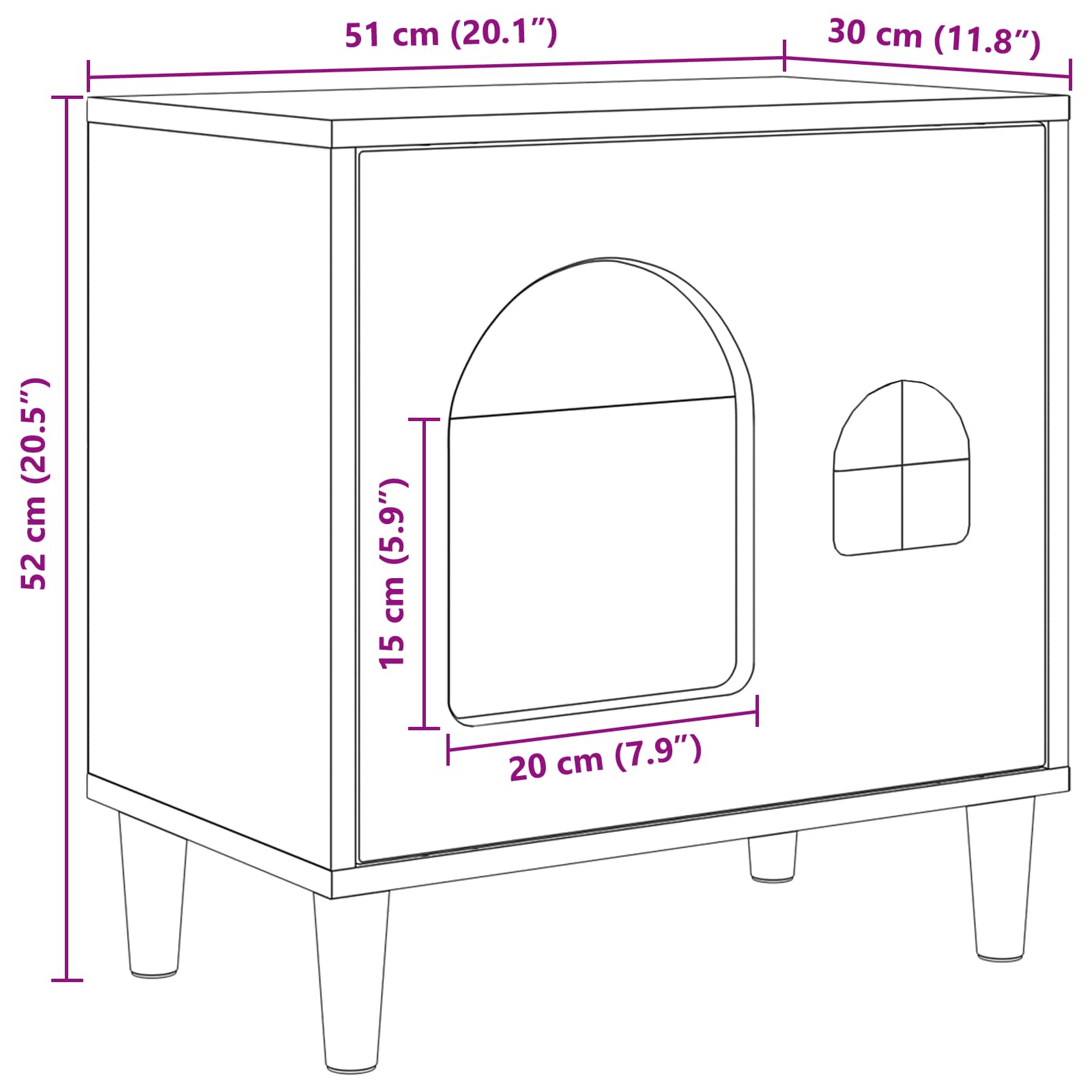 Kattenhuis Grijs Sonoma 51 x 30 x 52 cm Bewerkt hout is nu te koop bij PeponiXL, paradijselijk wonen!