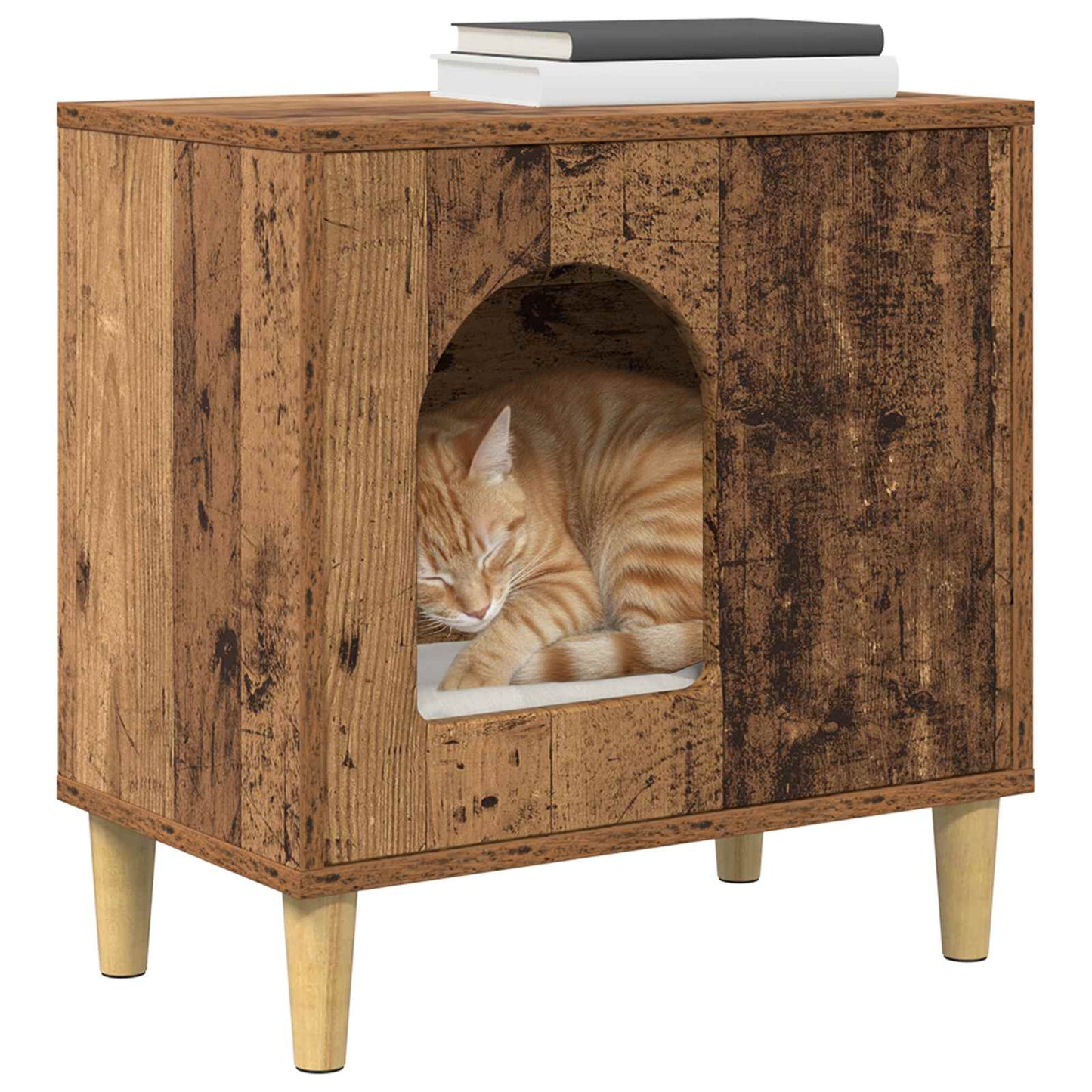 Kattenhuis Oudhout 51 x 30 x 52 cm Bewerkt hout is nu te koop bij PeponiXL, paradijselijk wonen!