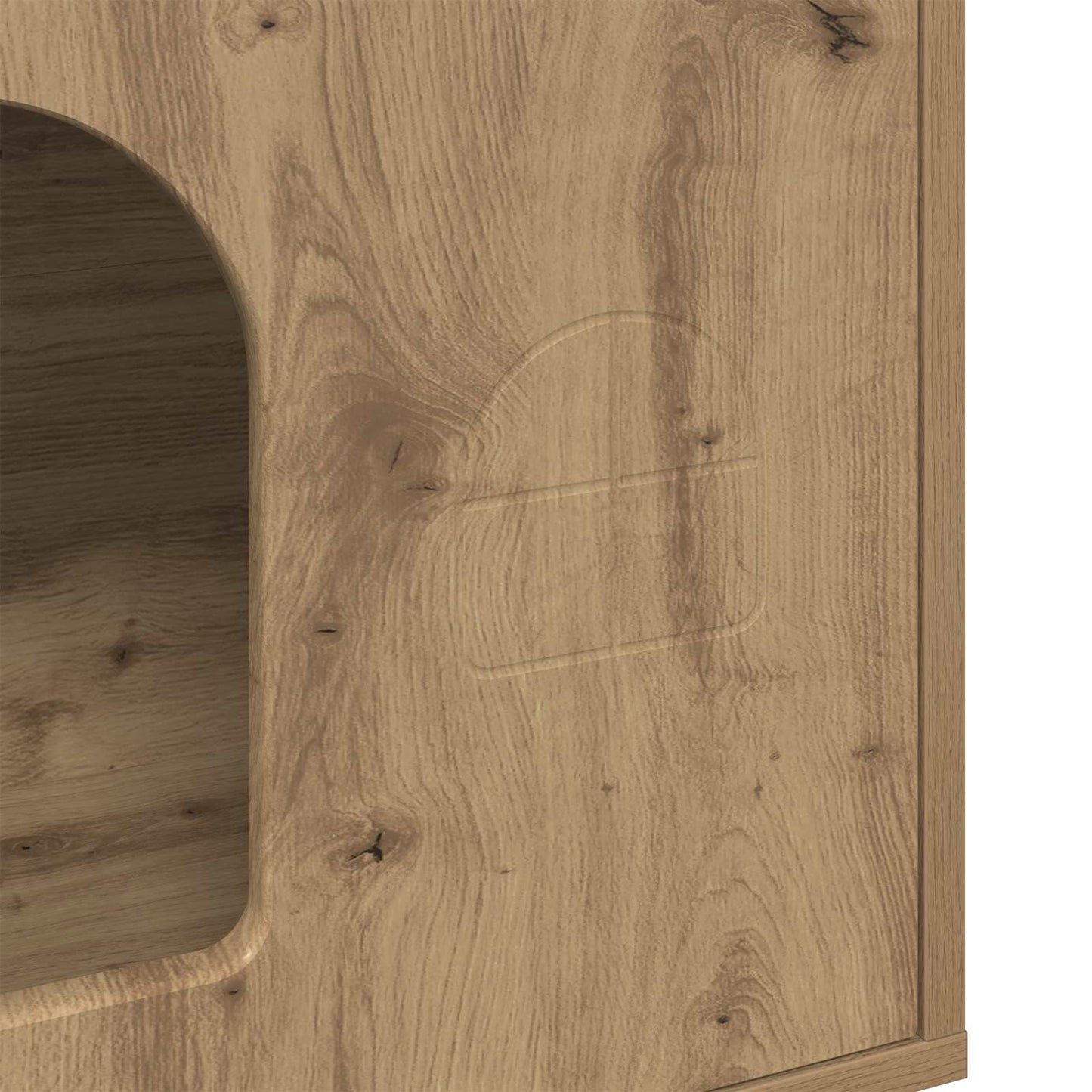 Kattenhuis Ambachtelijk eiken 51 x 30 x 52 cm Bewerkt hout is nu te koop bij PeponiXL, paradijselijk wonen!