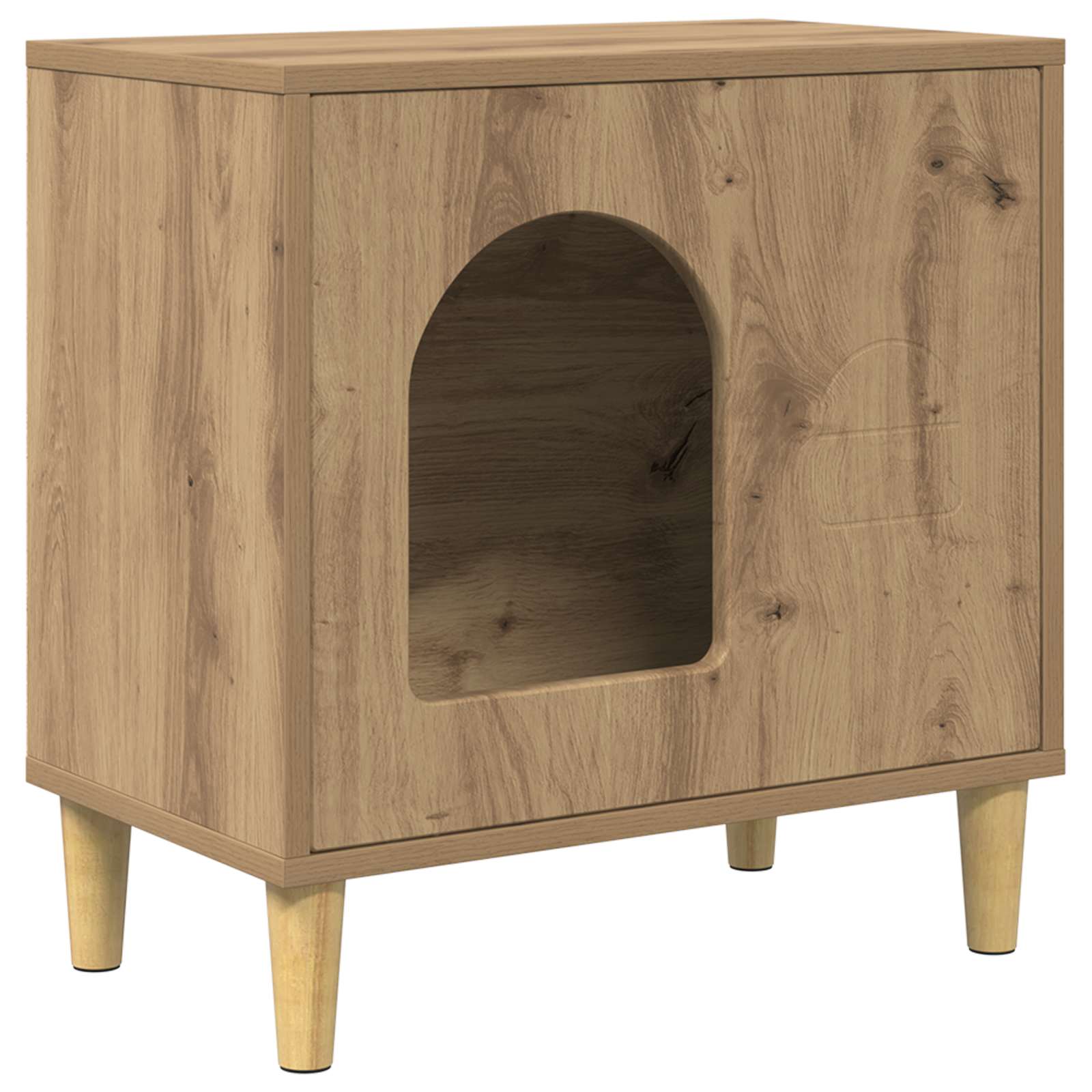 Kattenhuis Ambachtelijk eiken 51 x 30 x 52 cm Bewerkt hout is nu te koop bij PeponiXL, paradijselijk wonen!