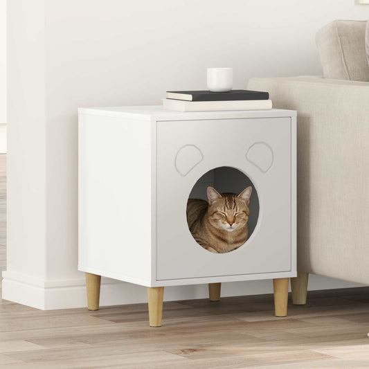 Kattenhuis Wit 42,5 x 40 x 53 cm Bewerkt hout is nu te koop bij PeponiXL, paradijselijk wonen!