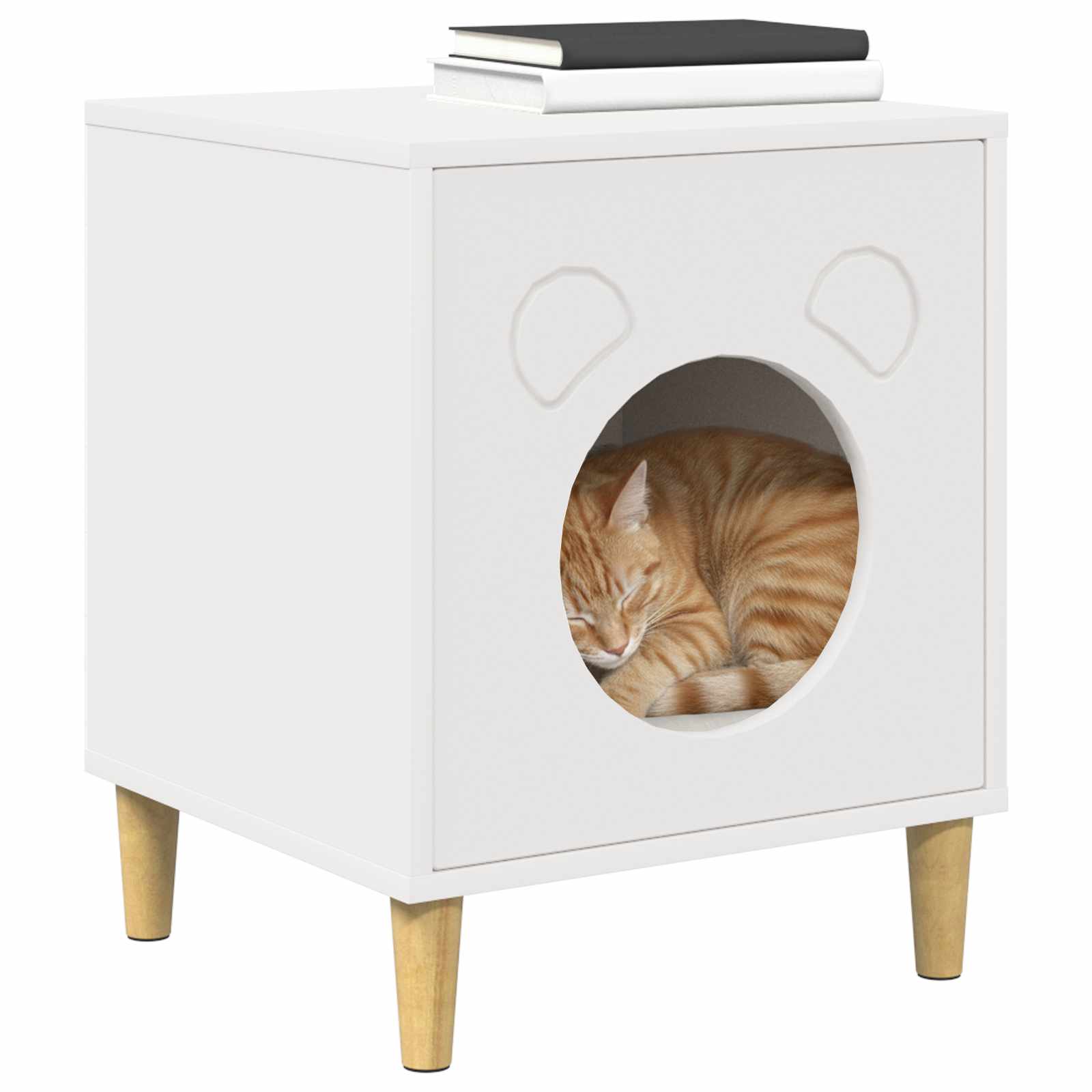 Kattenhuis Wit 42,5 x 40 x 53 cm Bewerkt hout is nu te koop bij PeponiXL, paradijselijk wonen!