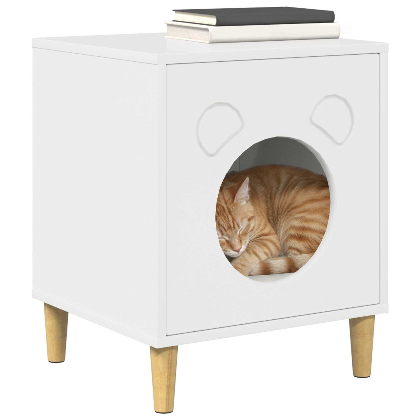 Kattenhuis Glanzend Wit 42,5 x 40 x 53 cm Bewerkt hout is nu te koop bij PeponiXL, paradijselijk wonen!