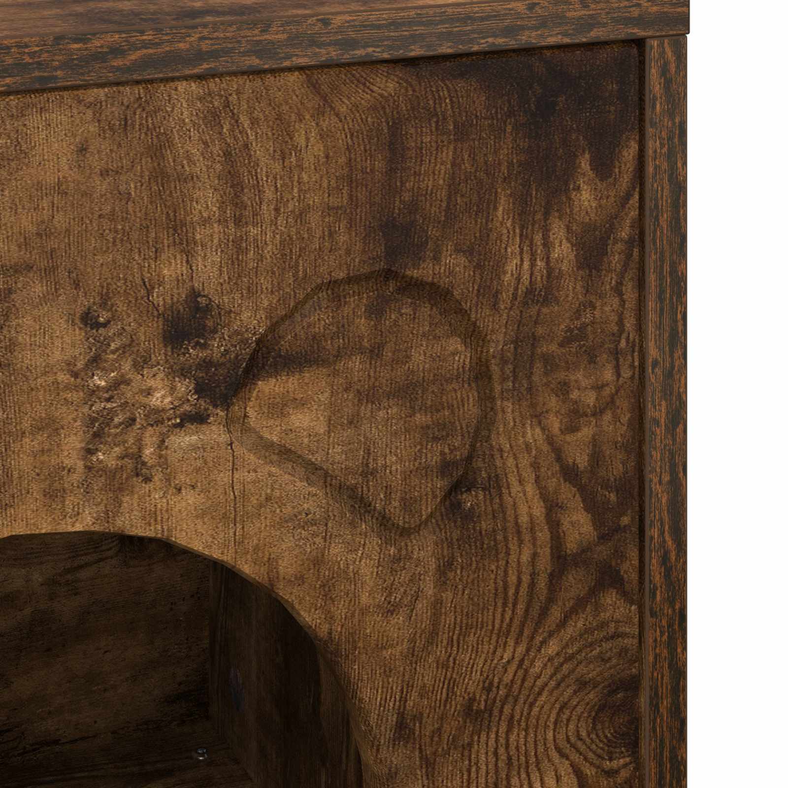 Kattenhuis Gerookt eiken 42,5 x 40 x 53 cm Bewerkt hout is nu te koop bij PeponiXL, paradijselijk wonen!