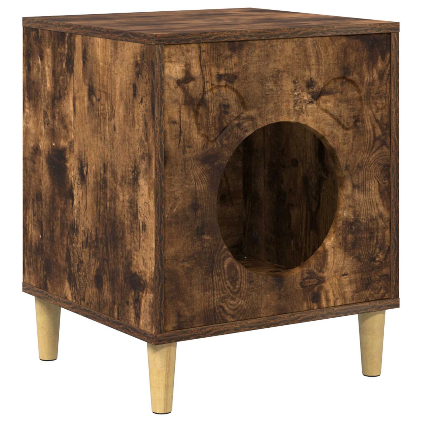 Kattenhuis Gerookt eiken 42,5 x 40 x 53 cm Bewerkt hout is nu te koop bij PeponiXL, paradijselijk wonen!