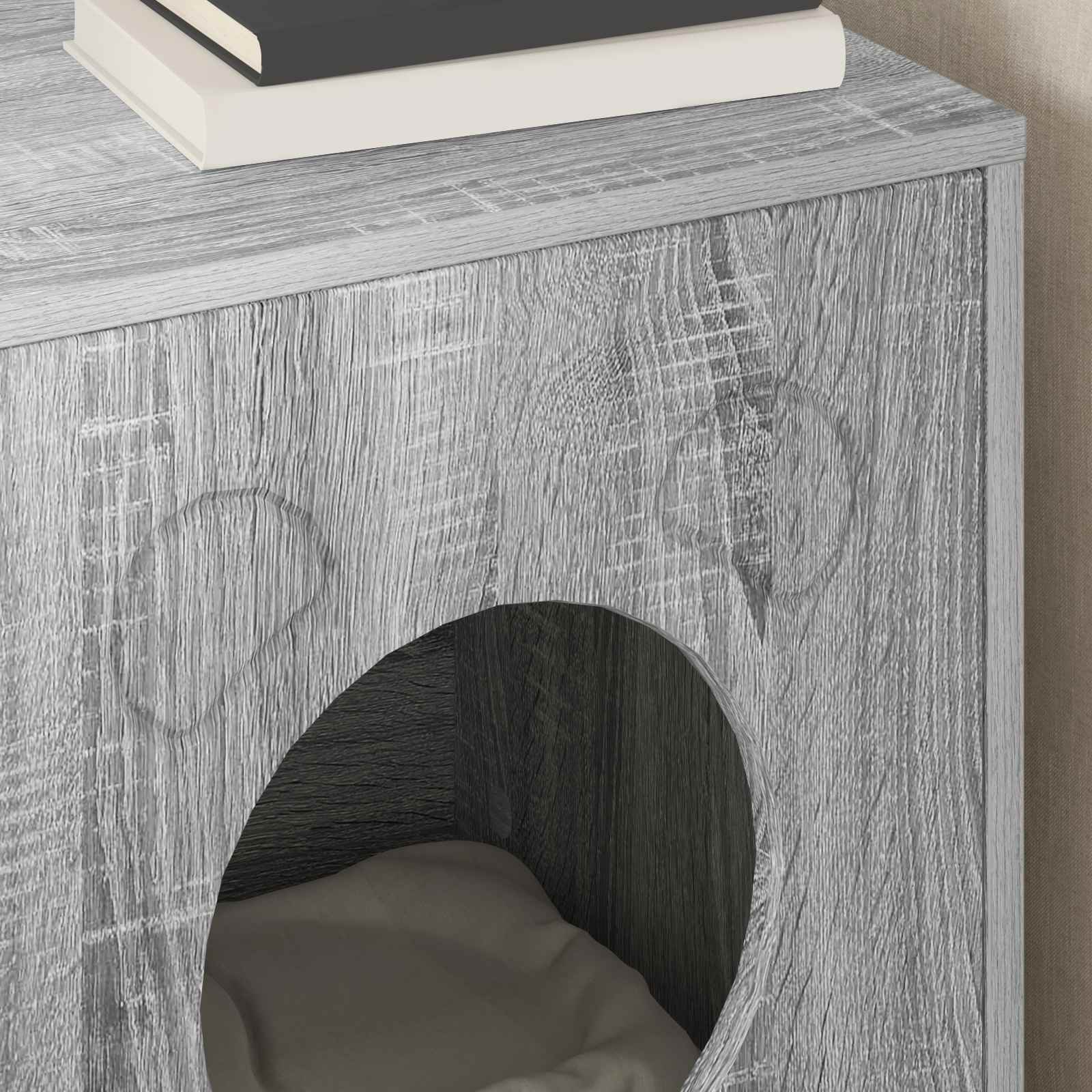 Kattenhuis Grijs Sonoma 42,5 x 40 x 53 cm Bewerkt hout is nu te koop bij PeponiXL, paradijselijk wonen!