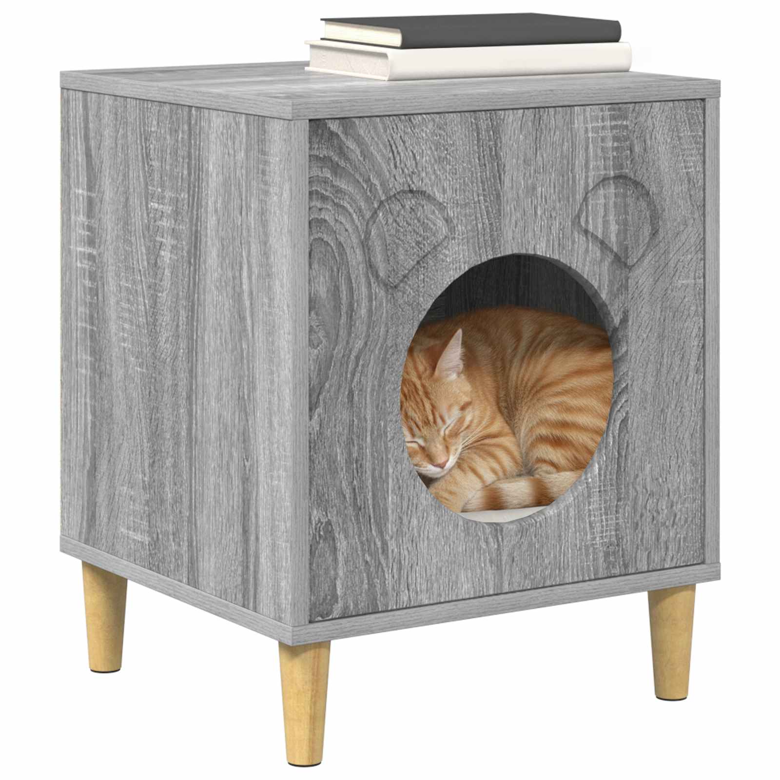 Kattenhuis Grijs Sonoma 42,5 x 40 x 53 cm Bewerkt hout is nu te koop bij PeponiXL, paradijselijk wonen!