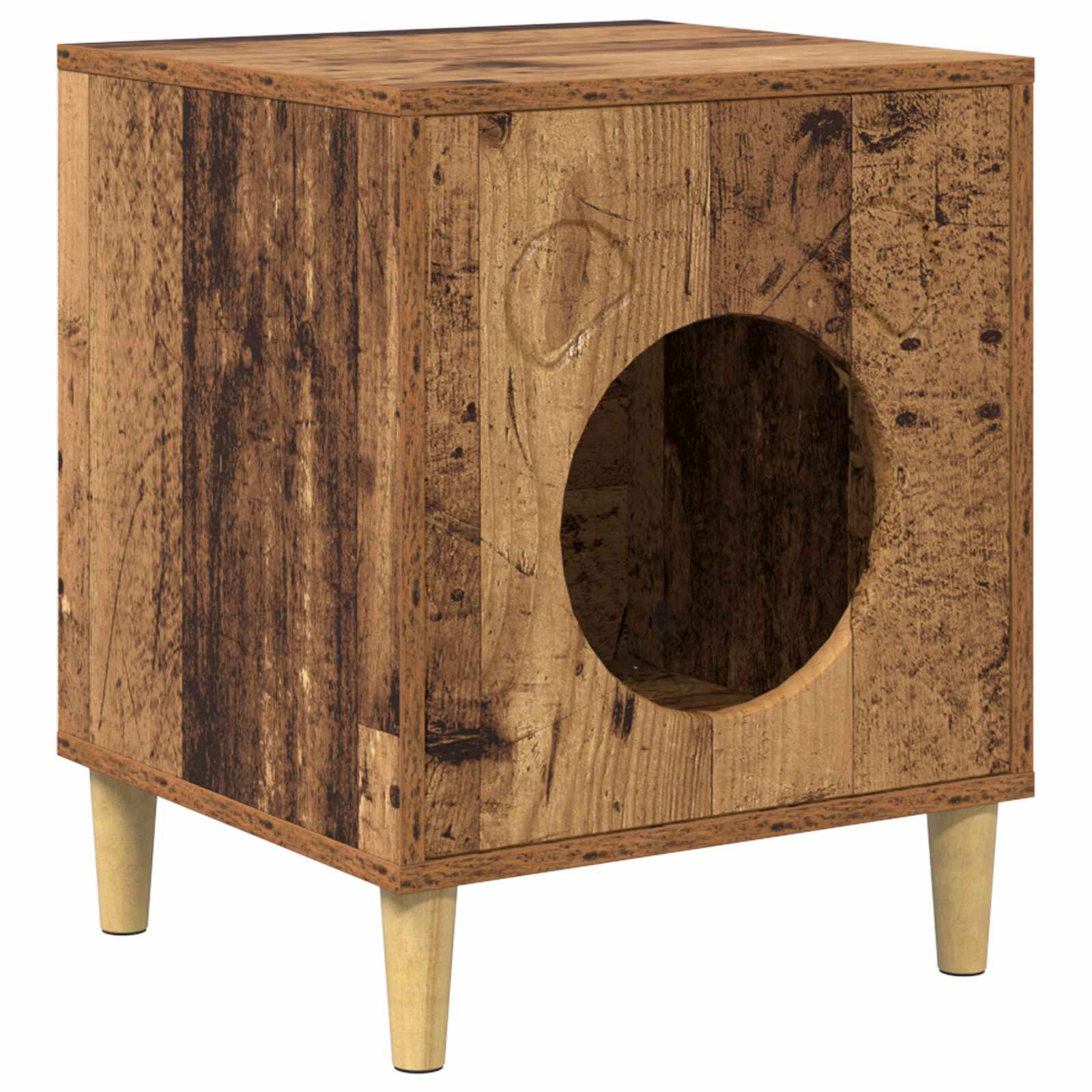 Kattenhuis Oudhout 42,5 x 40 x 53 cm Bewerkt hout is nu te koop bij PeponiXL, paradijselijk wonen!