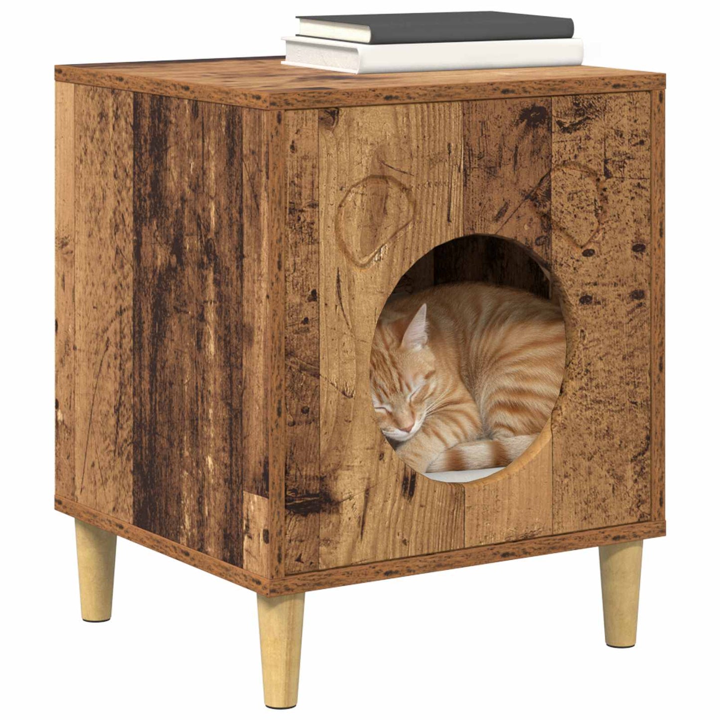 Kattenhuis Oudhout 42,5 x 40 x 53 cm Bewerkt hout is nu te koop bij PeponiXL, paradijselijk wonen!