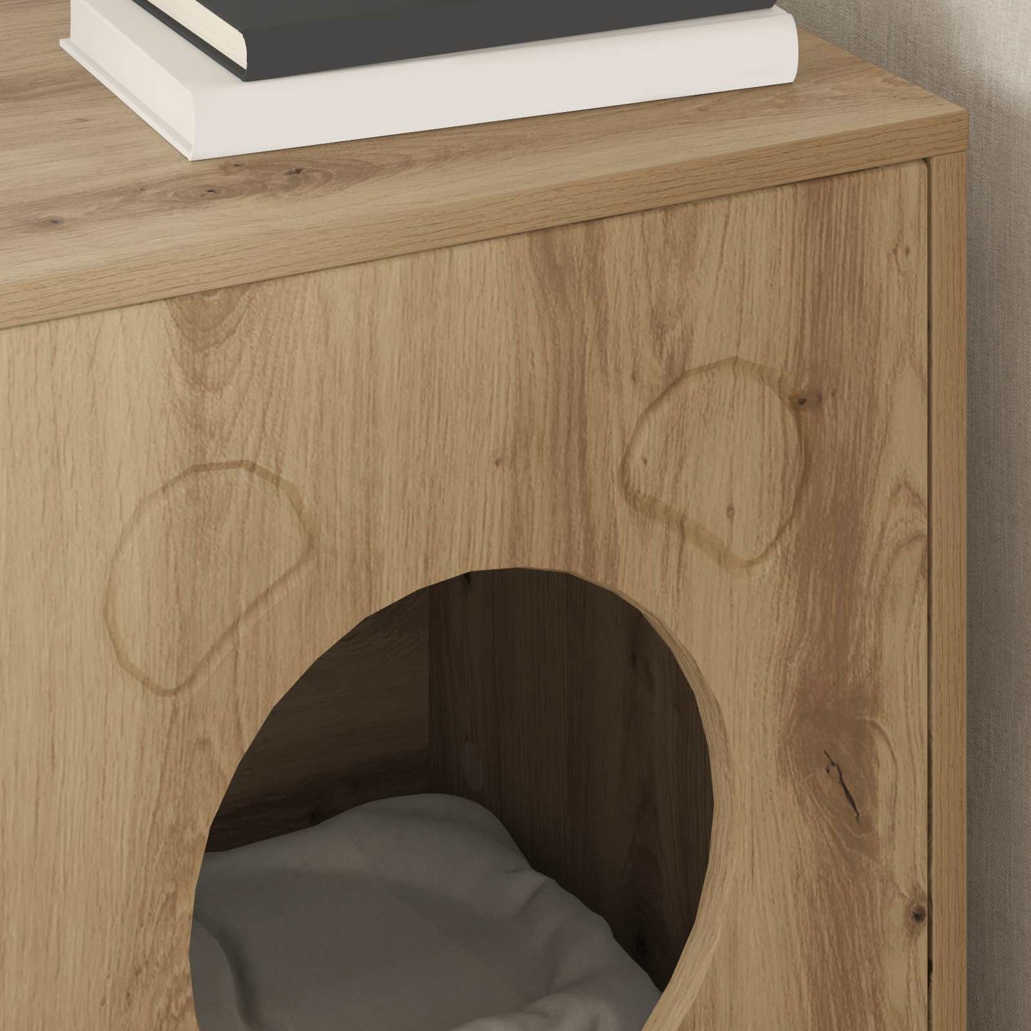 Kattenhuis Ambachtelijk eiken 42,5 x 40 x 53 cm Bewerkt hout is nu te koop bij PeponiXL, paradijselijk wonen!