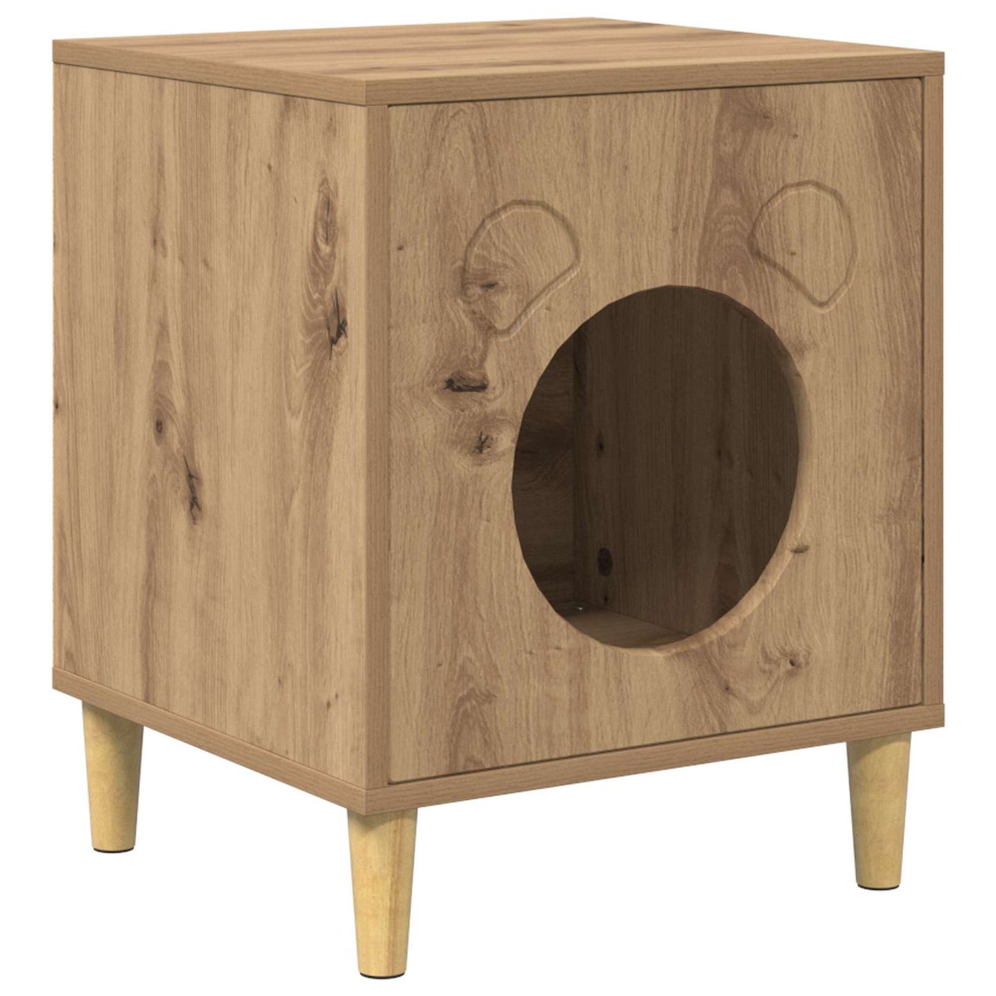 Kattenhuis Ambachtelijk eiken 42,5 x 40 x 53 cm Bewerkt hout is nu te koop bij PeponiXL, paradijselijk wonen!