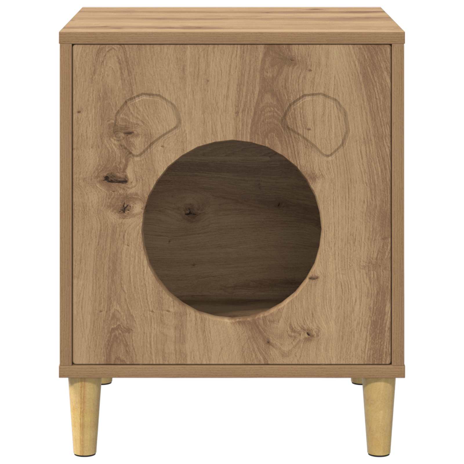 Kattenhuis Ambachtelijk eiken 42,5 x 40 x 53 cm Bewerkt hout is nu te koop bij PeponiXL, paradijselijk wonen!