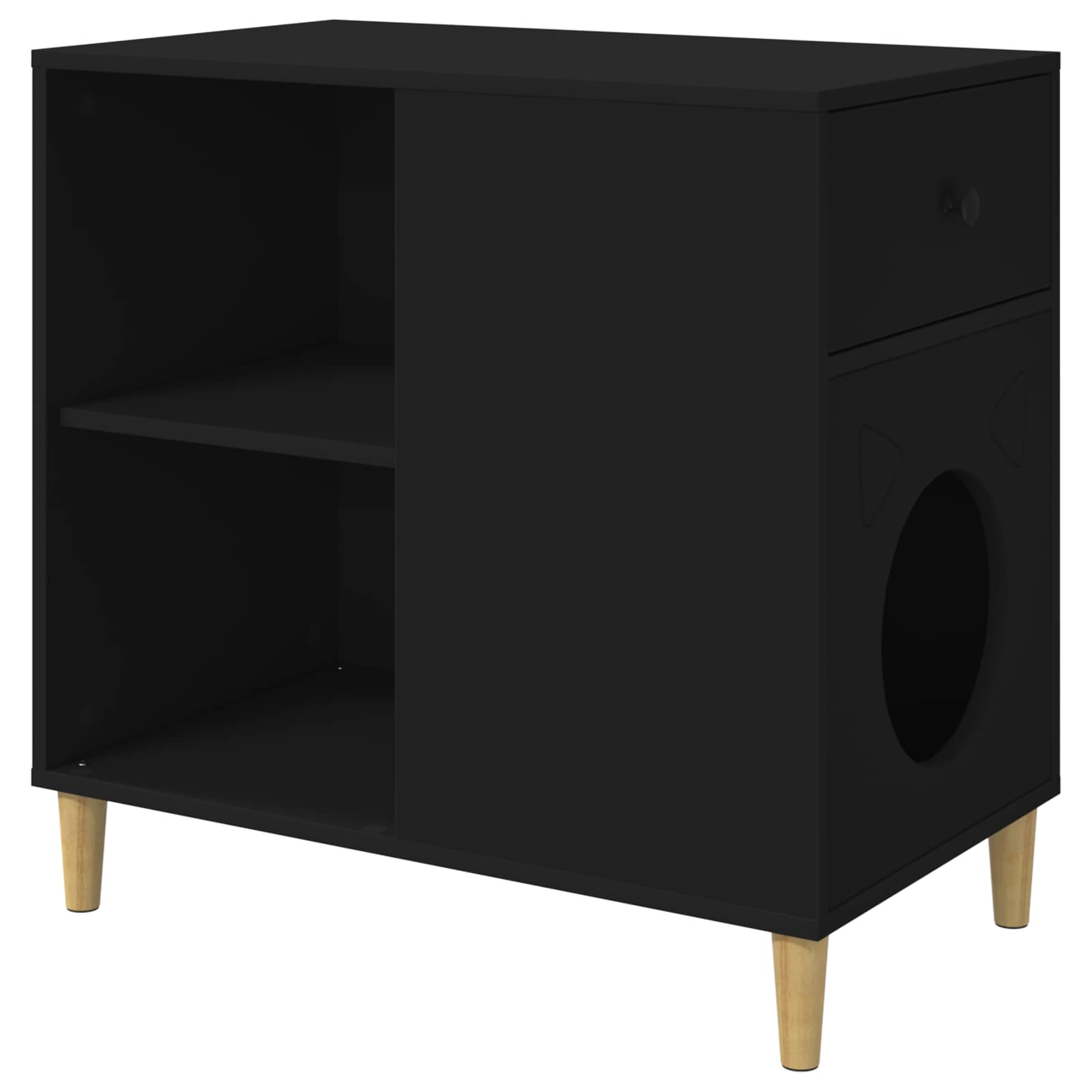 Kattenhuis Zwart 72 x 42,5 x 70 cm Bewerkt hout is nu te koop bij PeponiXL, paradijselijk wonen!
