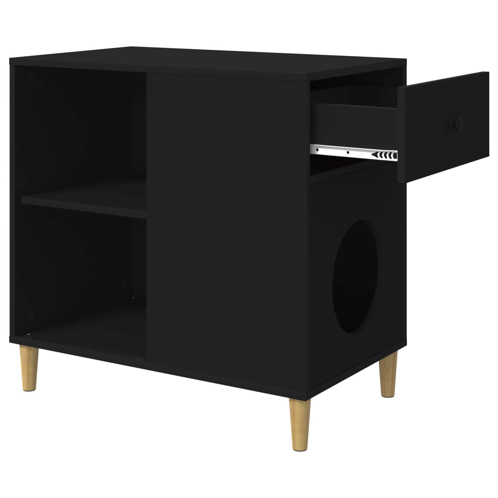 Kattenhuis Zwart 72 x 42,5 x 70 cm Bewerkt hout is nu te koop bij PeponiXL, paradijselijk wonen!
