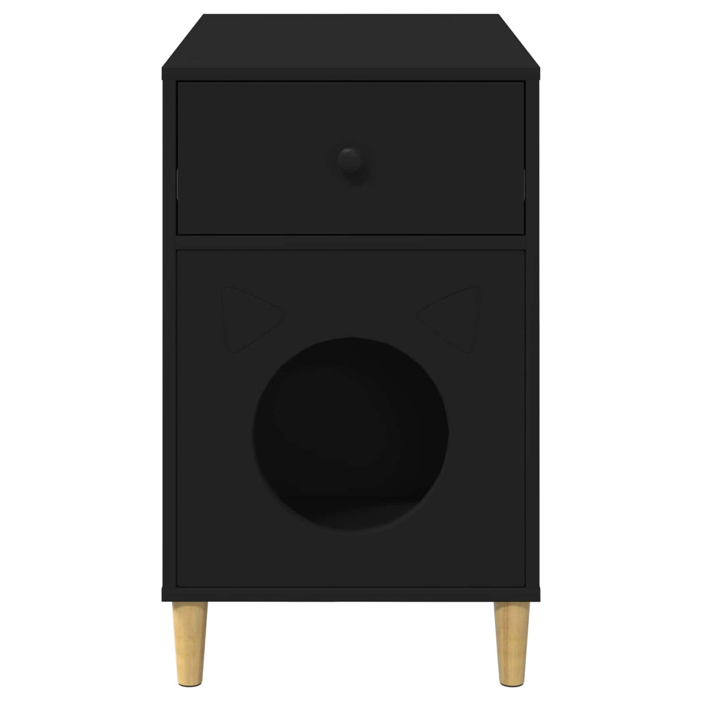 Kattenhuis Zwart 72 x 42,5 x 70 cm Bewerkt hout is nu te koop bij PeponiXL, paradijselijk wonen!