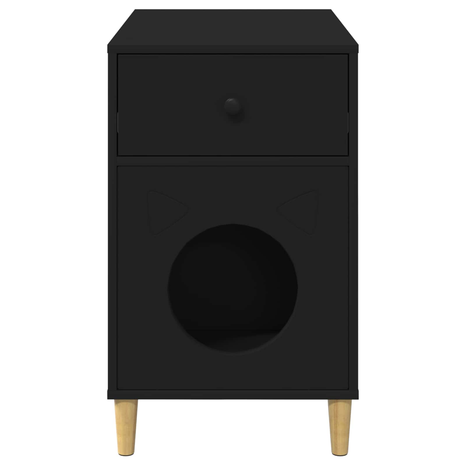 Kattenhuis Zwart 72 x 42,5 x 70 cm Bewerkt hout is nu te koop bij PeponiXL, paradijselijk wonen!