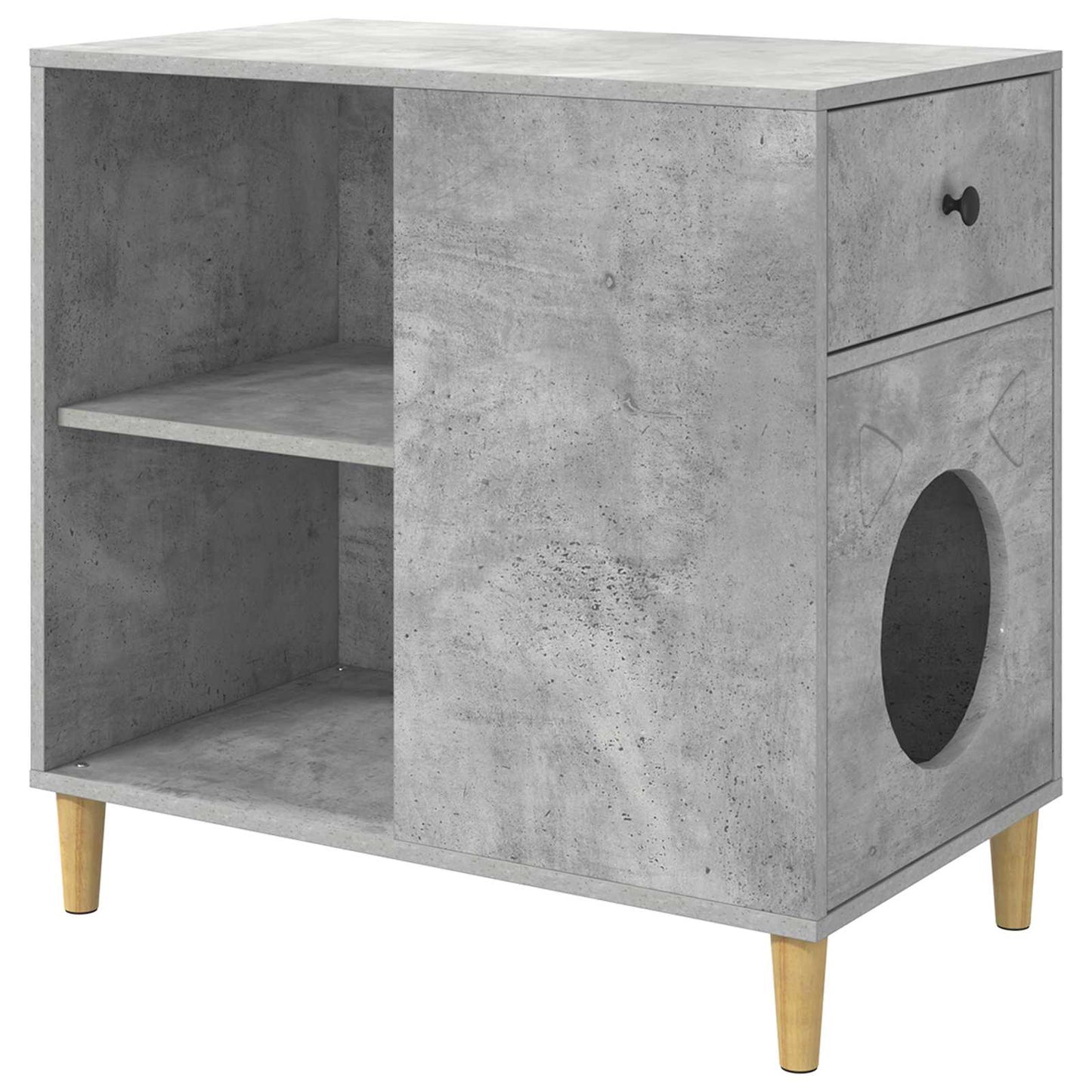 Kattenhuis Beton 72 x 42,5 x 70 cm Bewerkt hout is nu te koop bij PeponiXL, paradijselijk wonen!