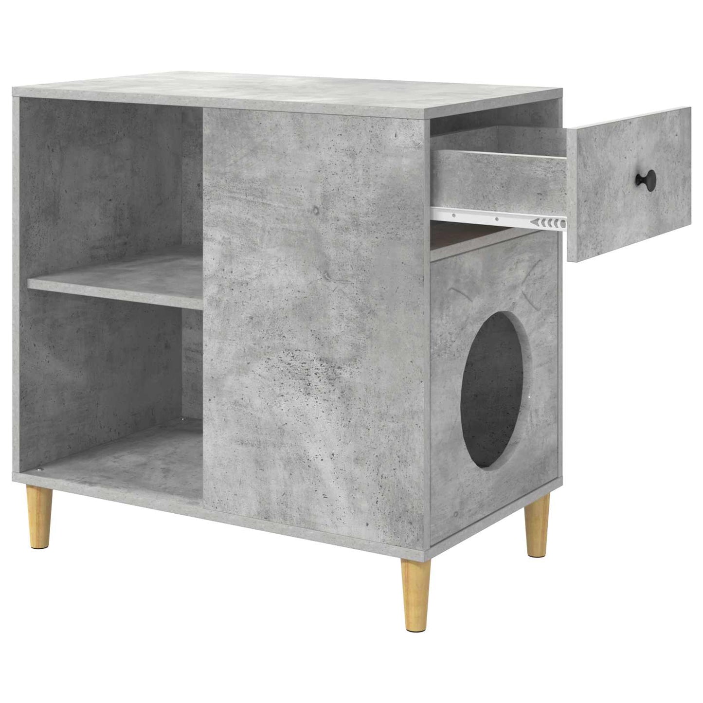 Kattenhuis Beton 72 x 42,5 x 70 cm Bewerkt hout is nu te koop bij PeponiXL, paradijselijk wonen!