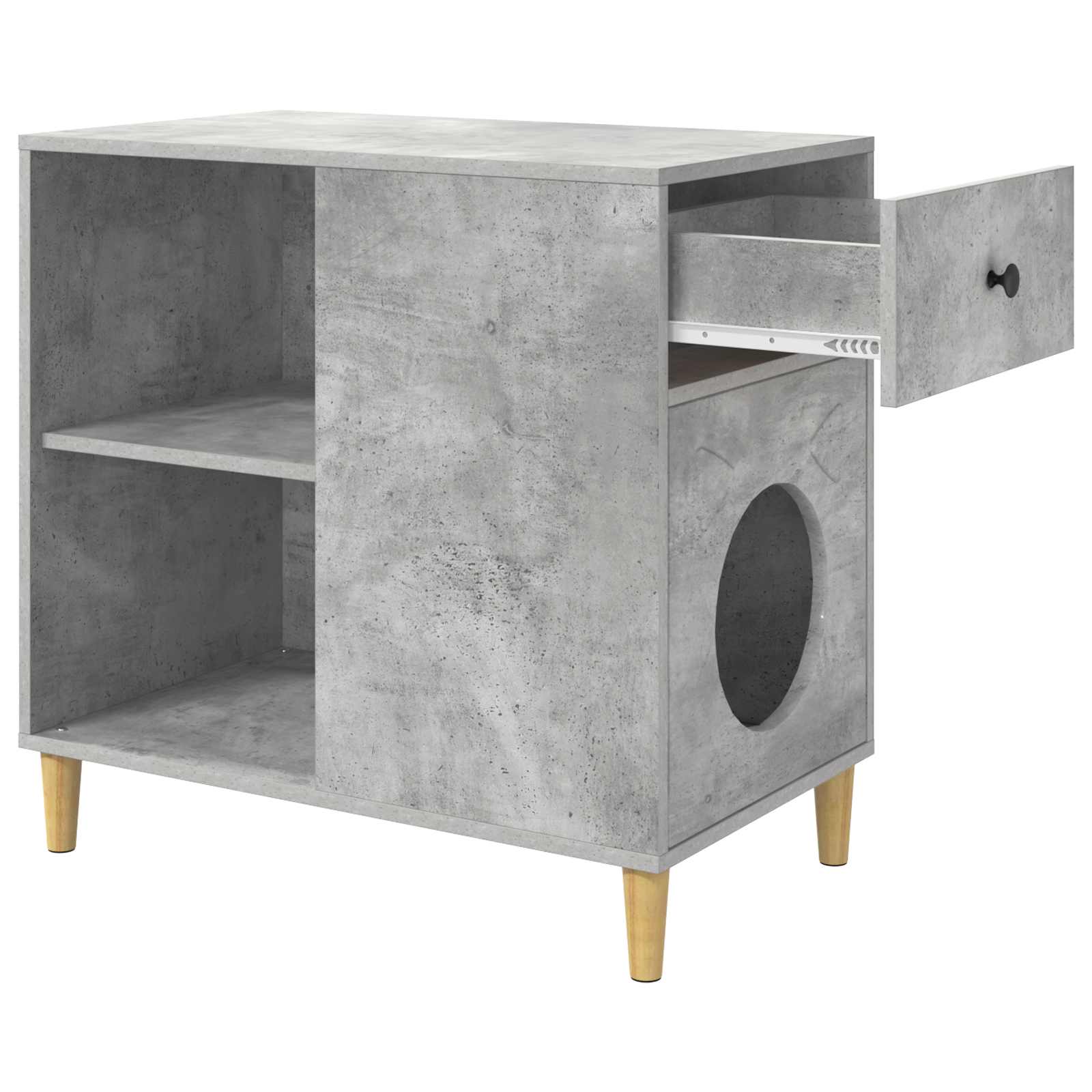 Kattenhuis Beton 72 x 42,5 x 70 cm Bewerkt hout is nu te koop bij PeponiXL, paradijselijk wonen!