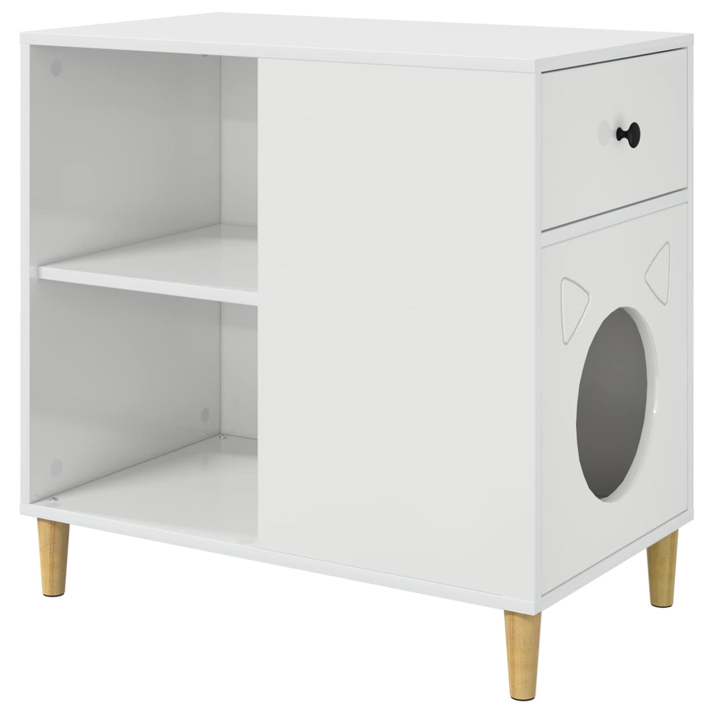 Kattenhuis Glanzend Wit 72 x 42,5 x 70 cm Bewerkt hout is nu te koop bij PeponiXL, paradijselijk wonen!
