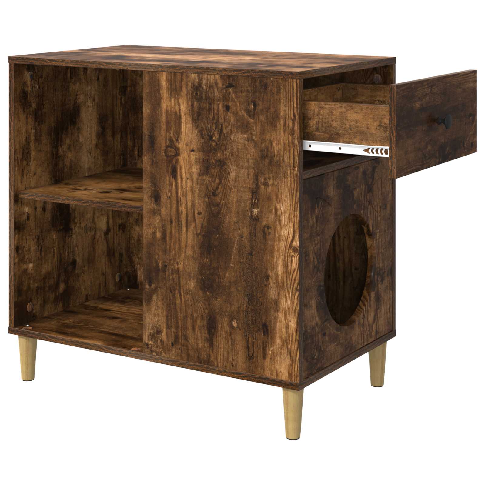 Kattenhuis Gerookt eiken 72 x 42,5 x 70 cm Bewerkt hout is nu te koop bij PeponiXL, paradijselijk wonen!