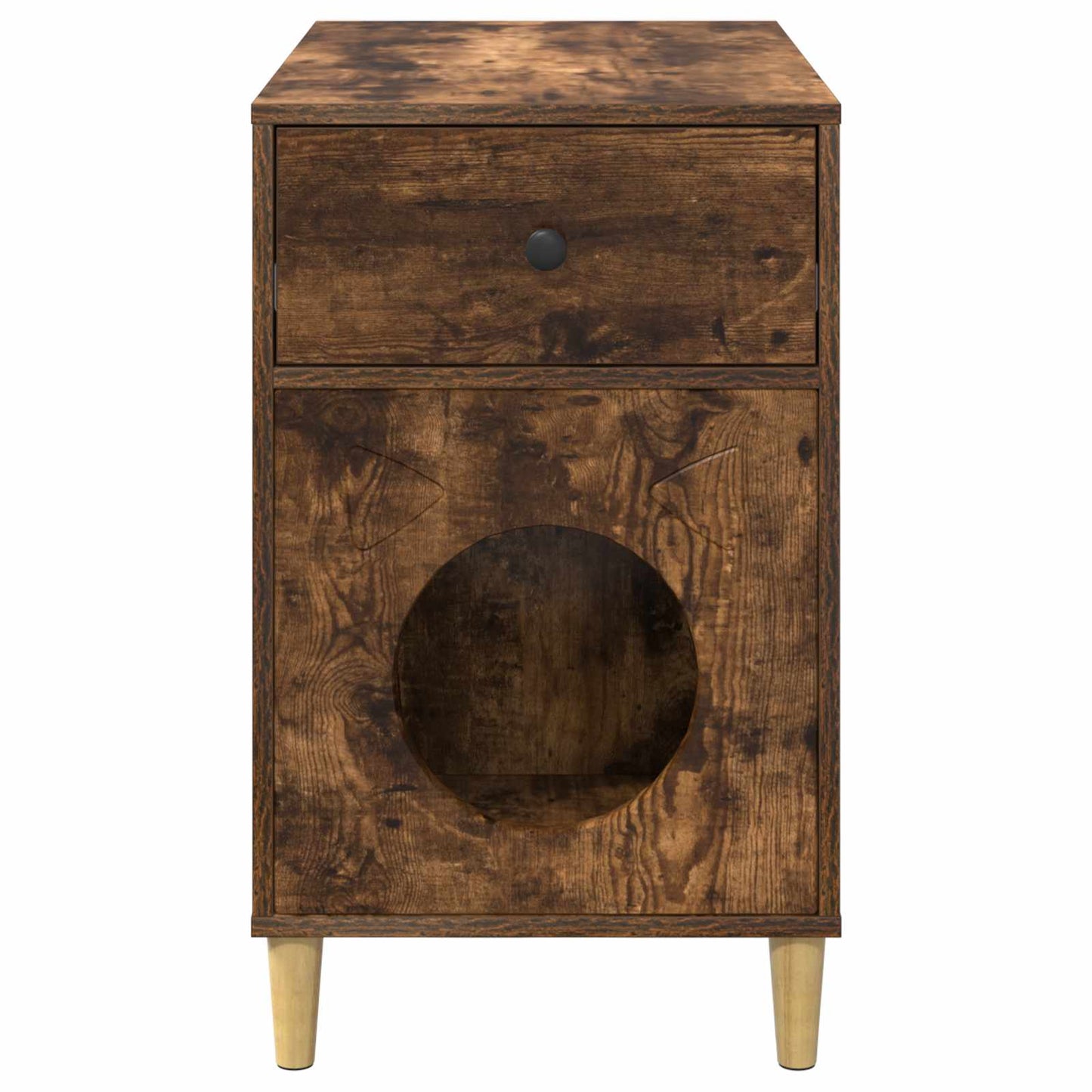 Kattenhuis Gerookt eiken 72 x 42,5 x 70 cm Bewerkt hout is nu te koop bij PeponiXL, paradijselijk wonen!