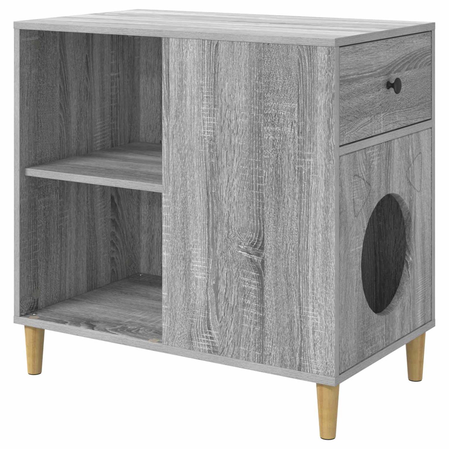 Kattenhuis Grijs Sonoma 72 x 42,5 x 70 cm Bewerkt hout is nu te koop bij PeponiXL, paradijselijk wonen!