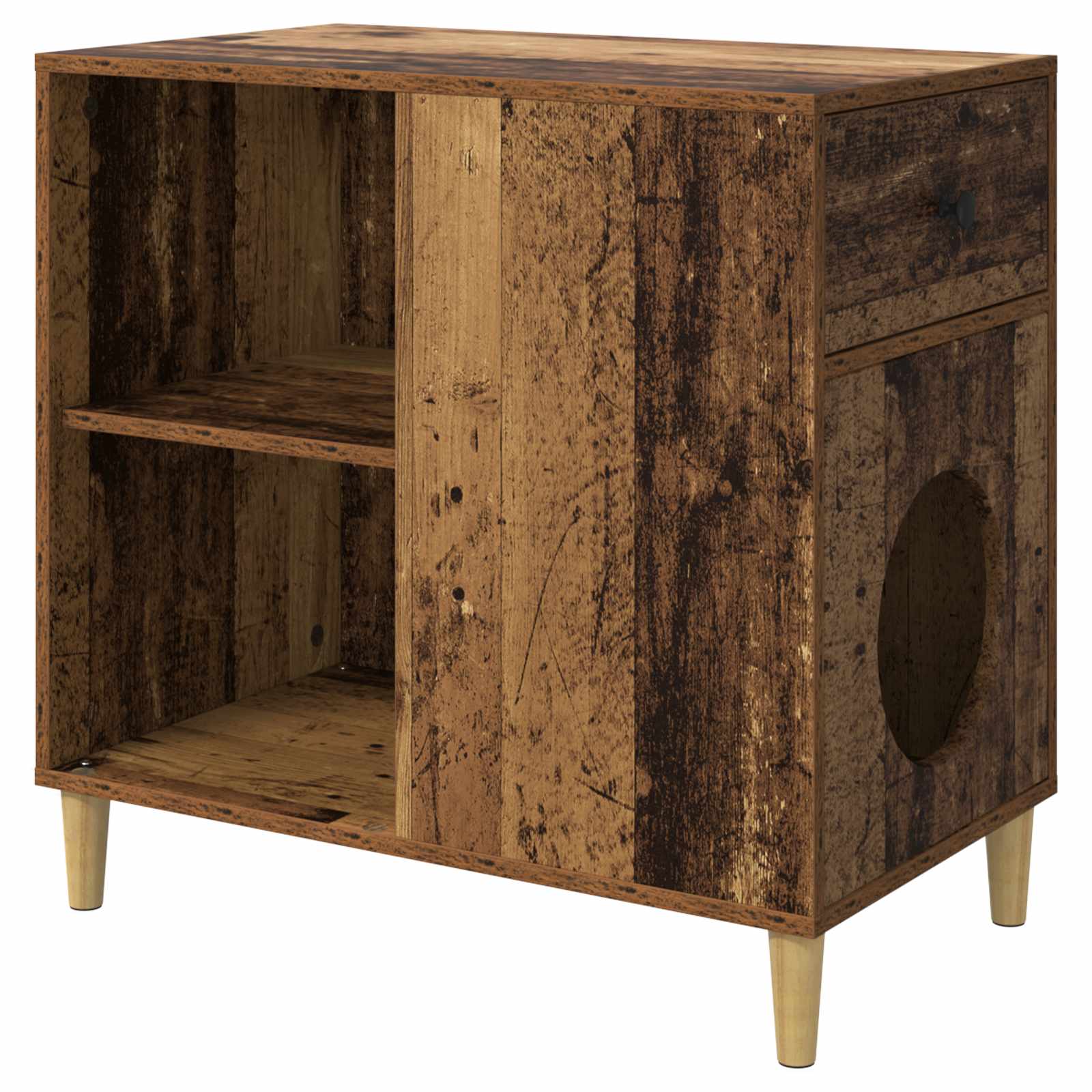 Kattenhuis Oudhout 72 x 42,5 x 70 cm Bewerkt hout is nu te koop bij PeponiXL, paradijselijk wonen!