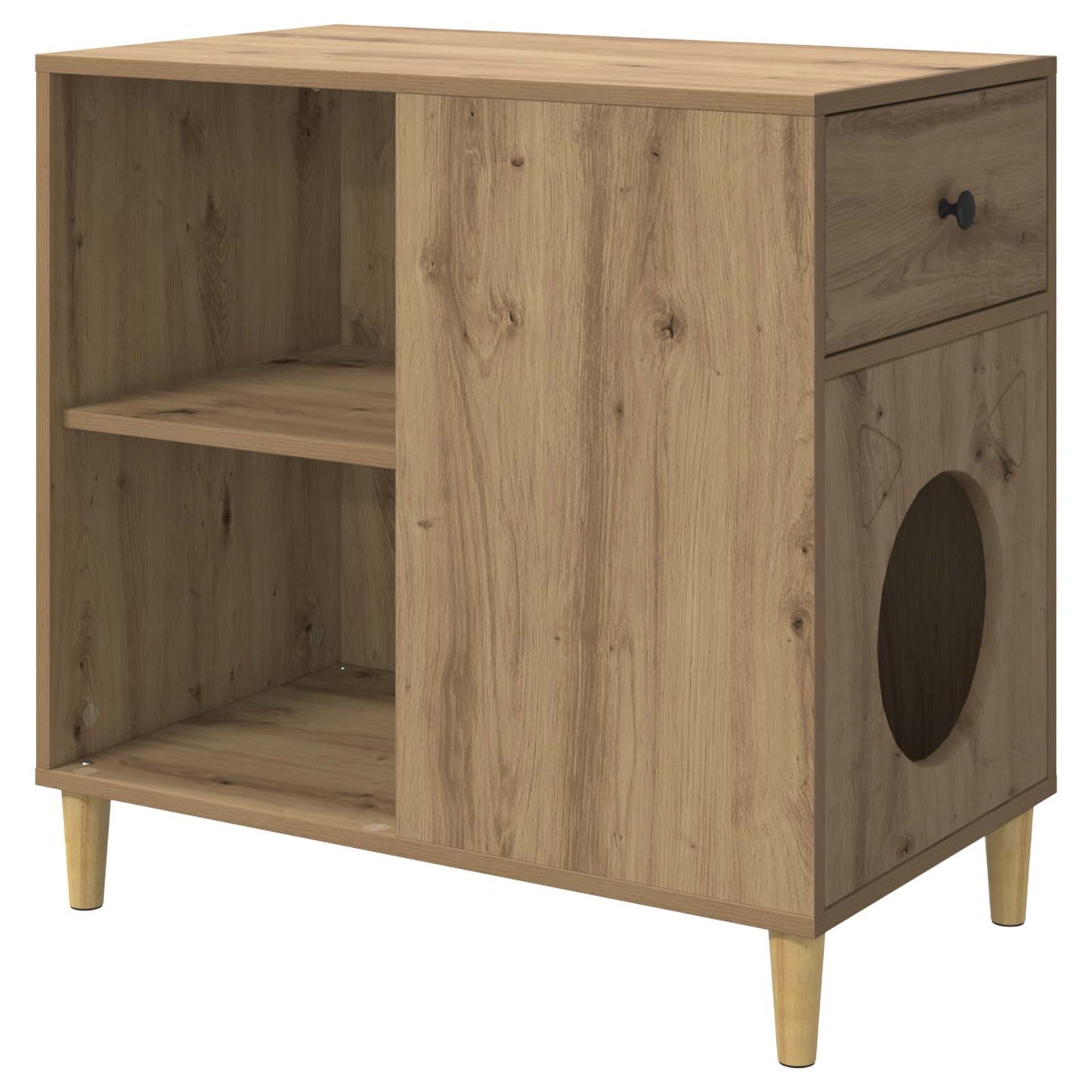 Kattenhuis Ambachtelijk eiken 72 x 42,5 x 70 cm Bewerkt hout is nu te koop bij PeponiXL, paradijselijk wonen!