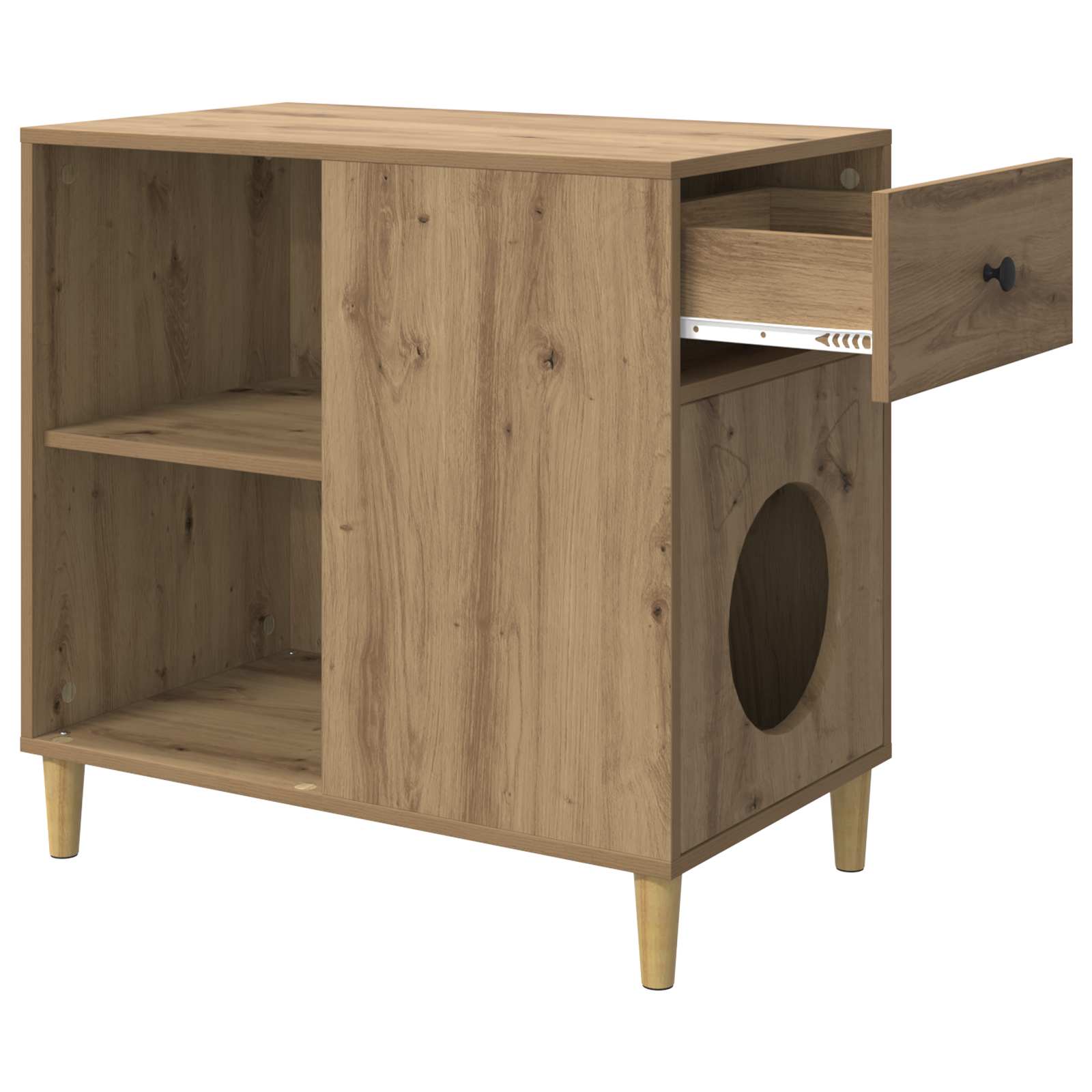 Kattenhuis Ambachtelijk eiken 72 x 42,5 x 70 cm Bewerkt hout is nu te koop bij PeponiXL, paradijselijk wonen!
