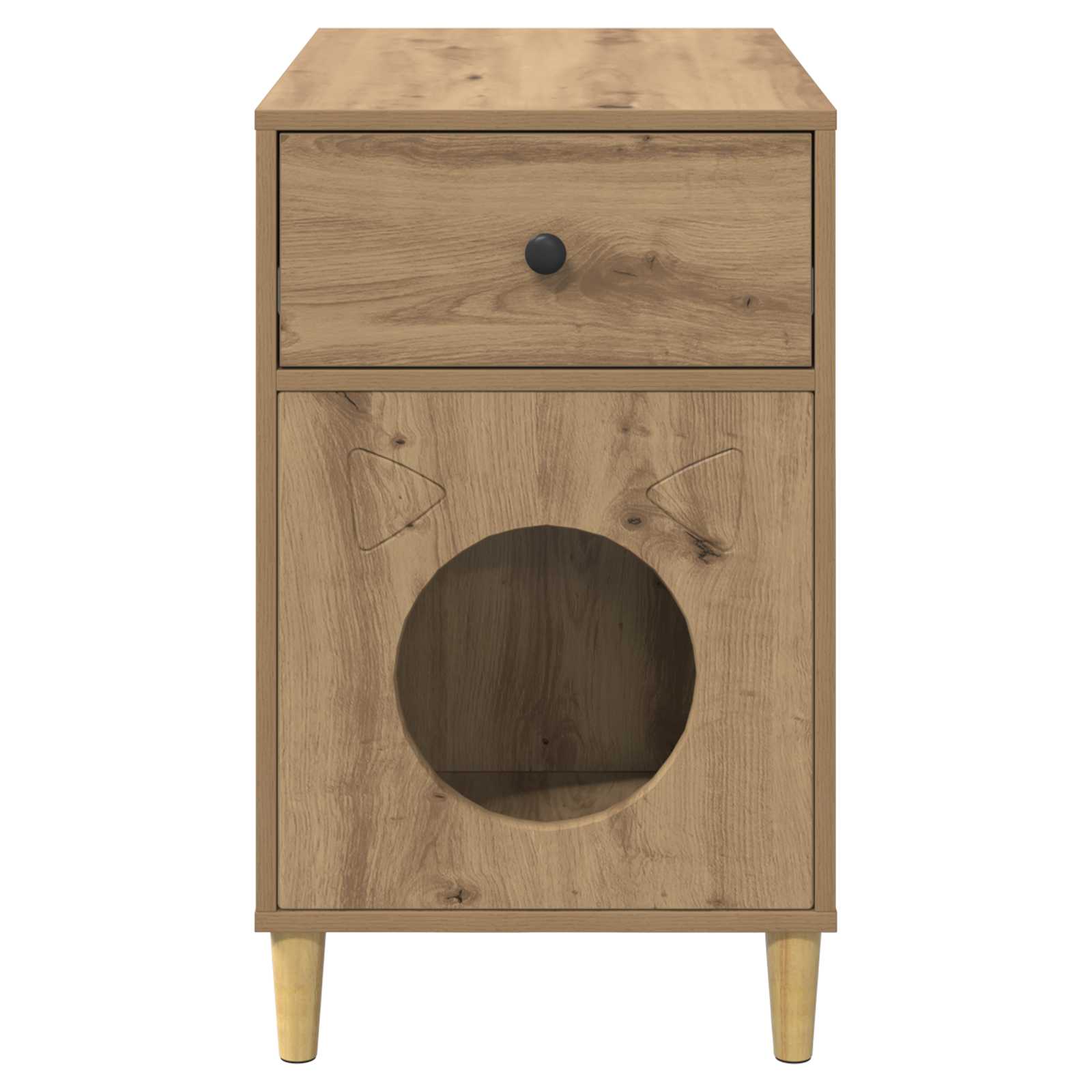 Kattenhuis Ambachtelijk eiken 72 x 42,5 x 70 cm Bewerkt hout is nu te koop bij PeponiXL, paradijselijk wonen!