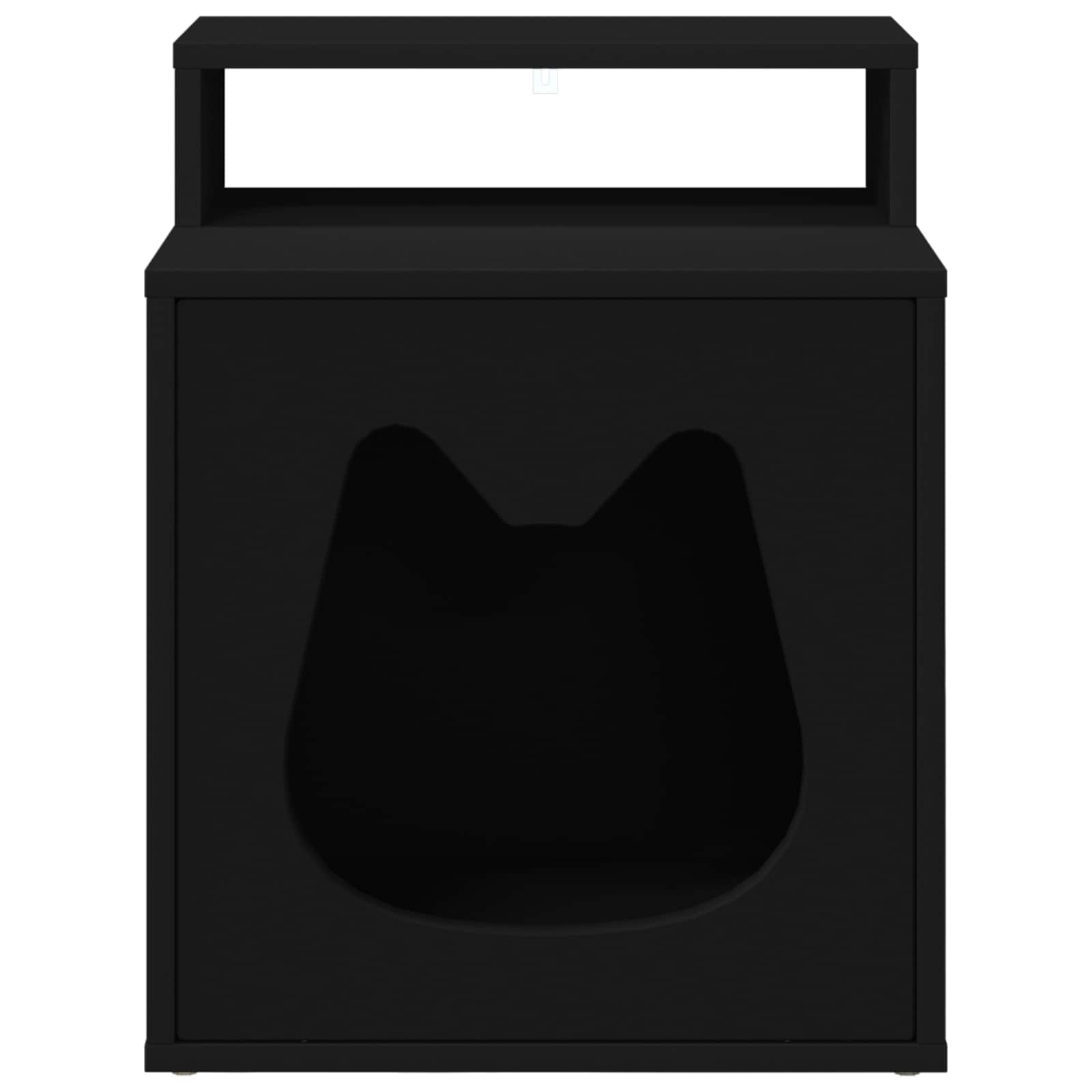Kattenhuis Zwart 42,5 x 40 x 53,5 cm Bewerkt hout is nu te koop bij PeponiXL, paradijselijk wonen!