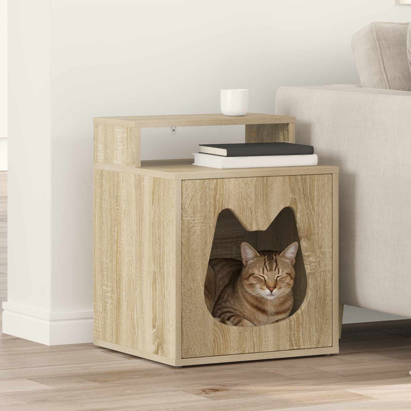 Kattenhuis Sonoma 42,5 x 40 x 53,5 cm Bewerkt hout is nu te koop bij PeponiXL, paradijselijk wonen!