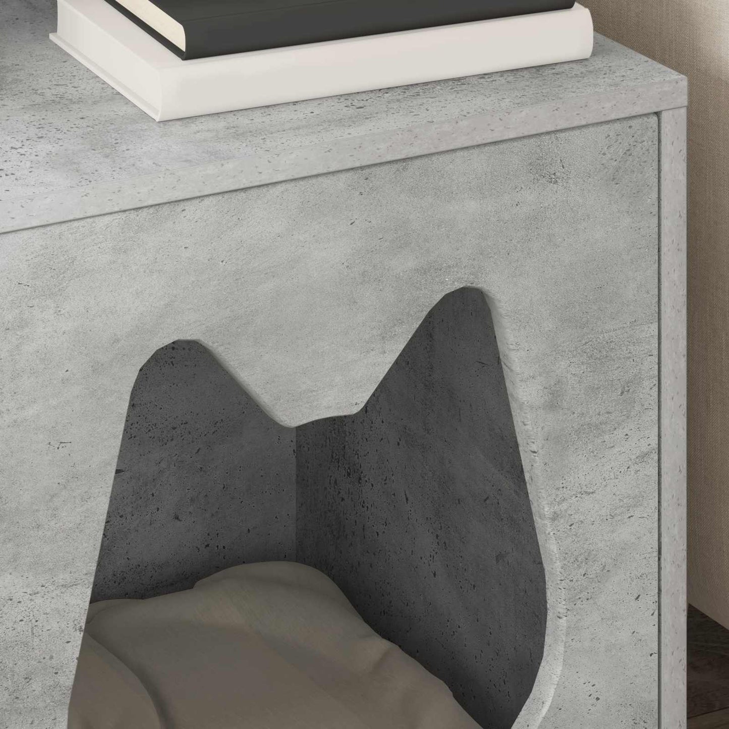 Kattenhuis Beton 42,5 x 40 x 53,5 cm Bewerkt hout is nu te koop bij PeponiXL, paradijselijk wonen!