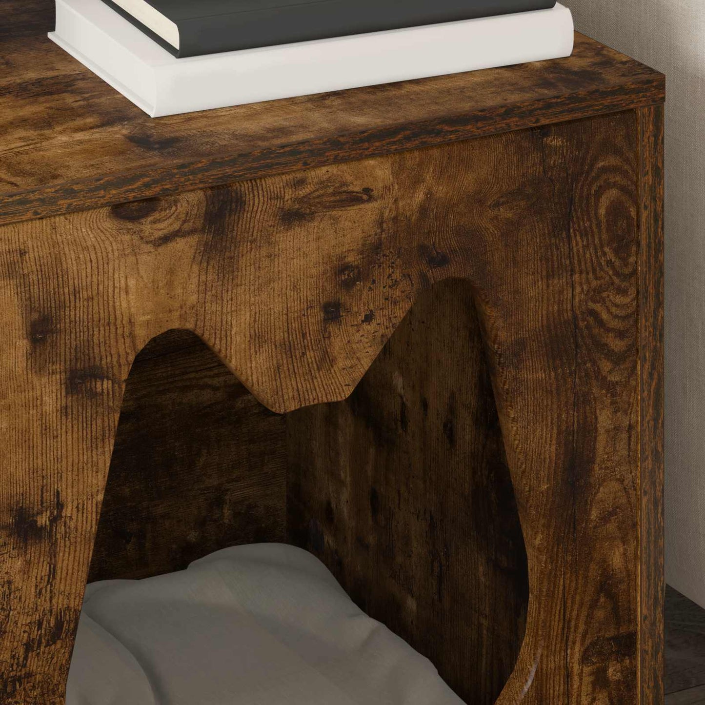 Kattenhuis Gerookt eiken 42,5 x 40 x 53,5 cm Bewerkt hout is nu te koop bij PeponiXL, paradijselijk wonen!