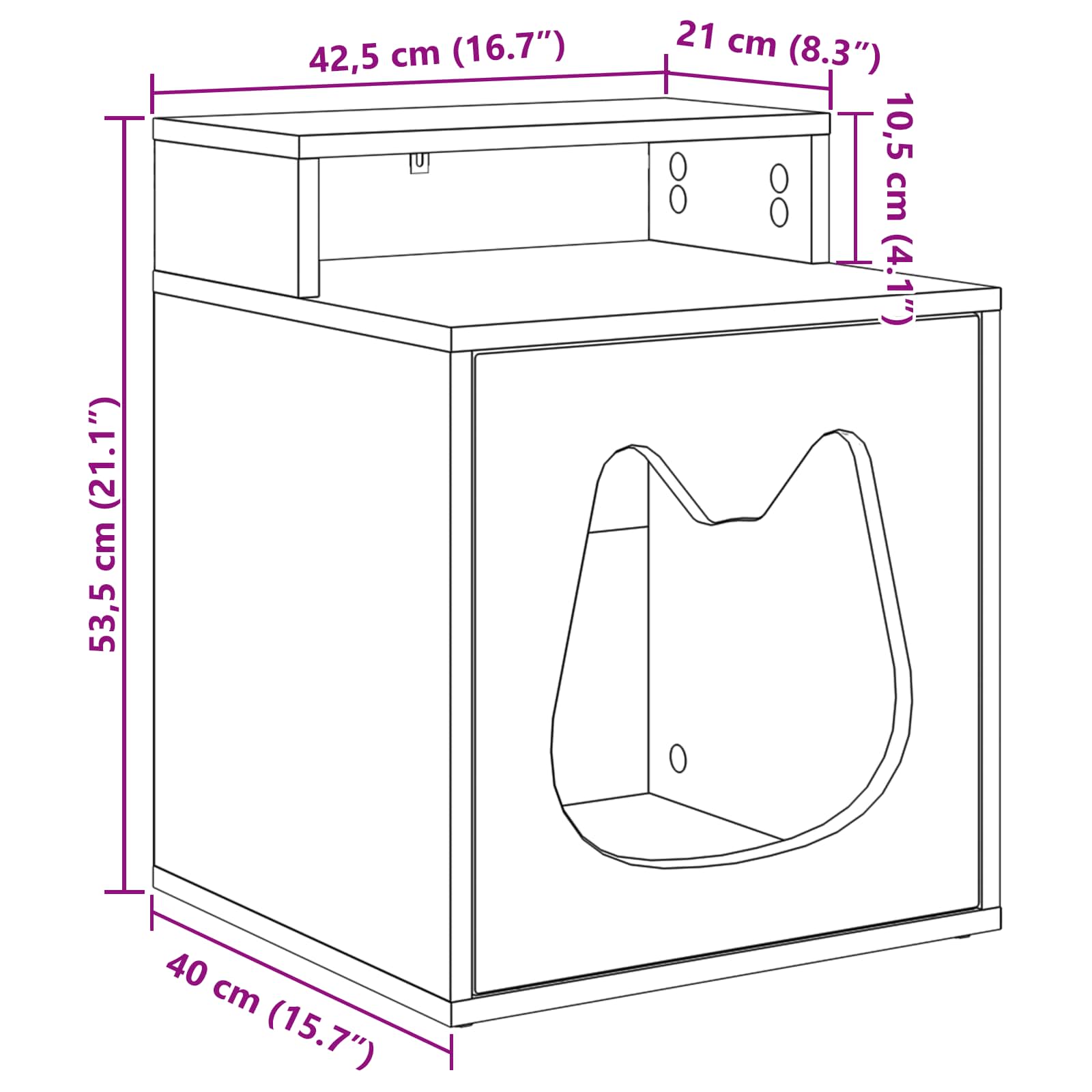 Kattenhuis Gerookt eiken 42,5 x 40 x 53,5 cm Bewerkt hout is nu te koop bij PeponiXL, paradijselijk wonen!
