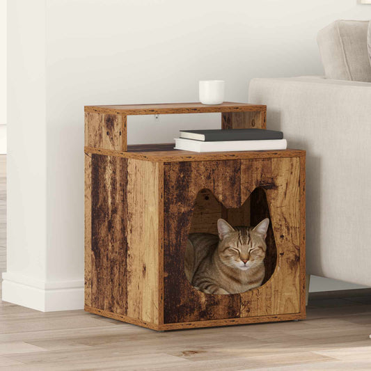 Kattenhuis Oudhout 42,5 x 40 x 53,5 cm Bewerkt hout is nu te koop bij PeponiXL, paradijselijk wonen!